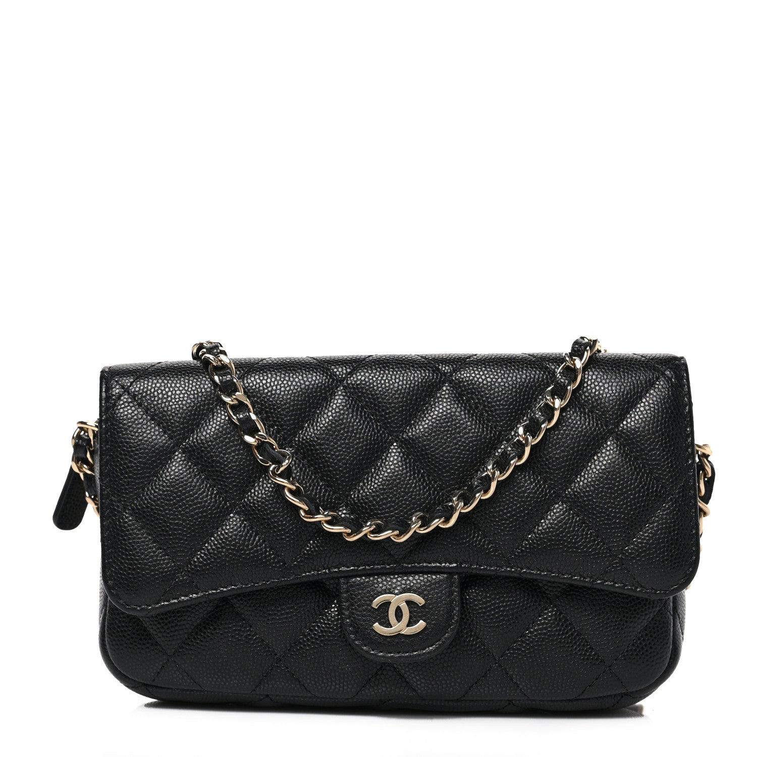 Chanel Caviar Quilted Flap Phone Holder With Chain Black 1 of 9