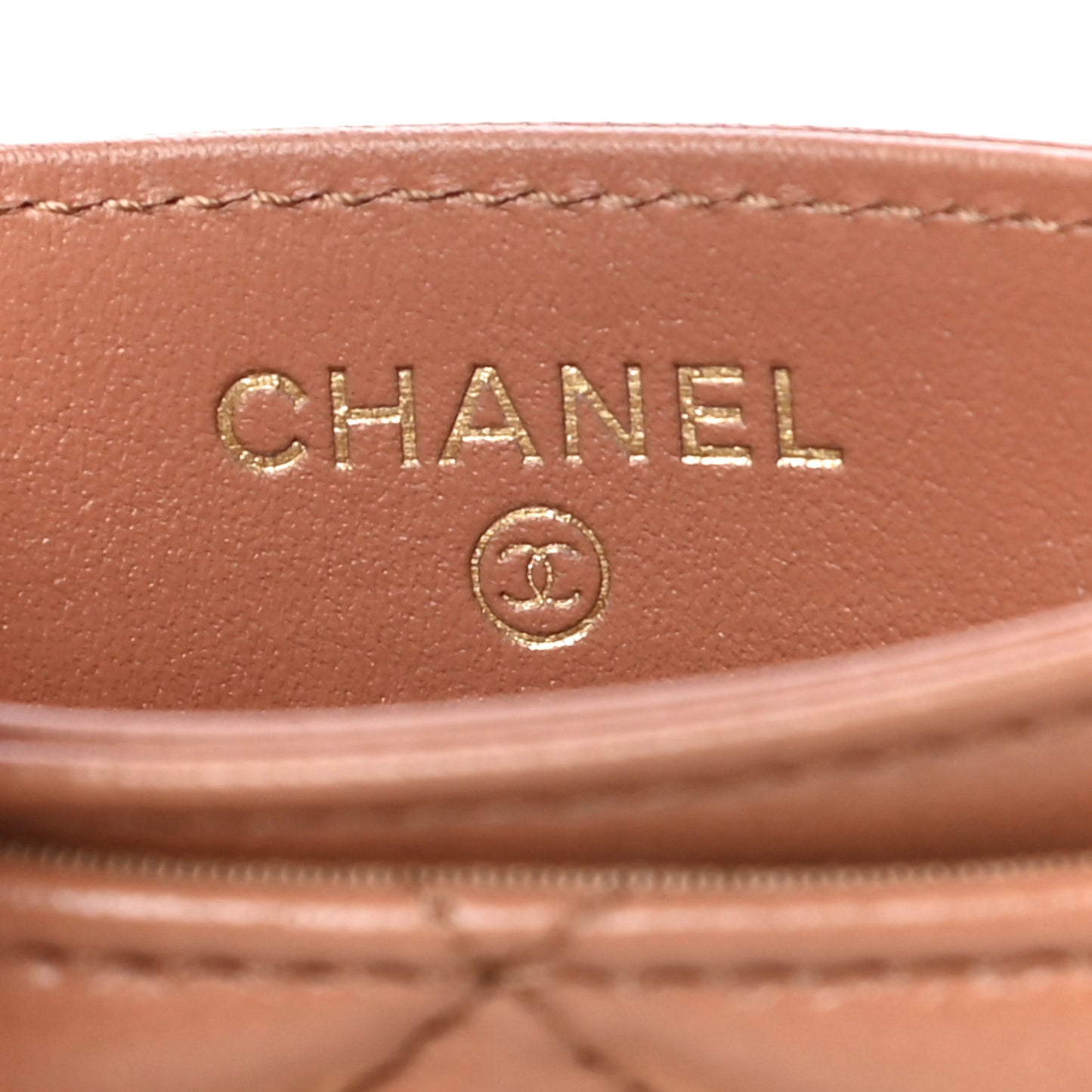 Lambskin Quilted Chanel 19 Card Holder Brown