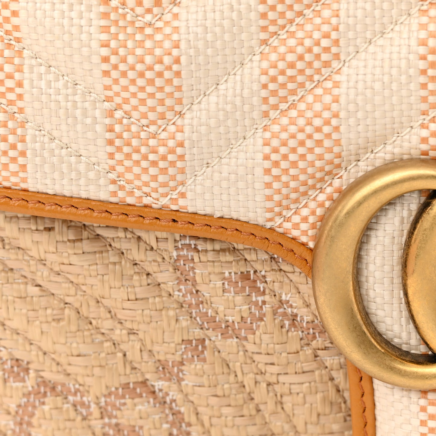 Raffia GG Monogram Matelasse Small GG Marmont Shoulder Bag Natural Beige Off White Sun Oil