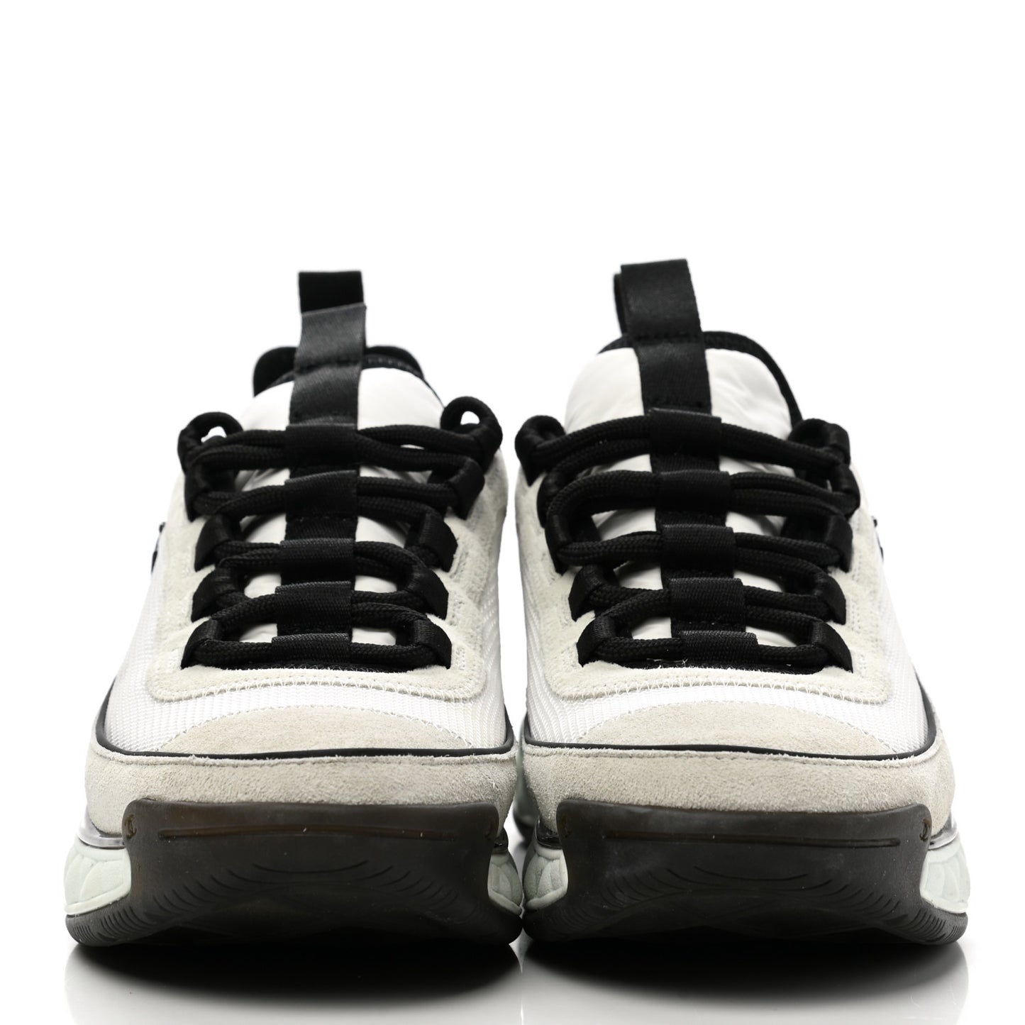 Velvet Calfskin Mixed Fibers CC Sneakers 36 White Black
