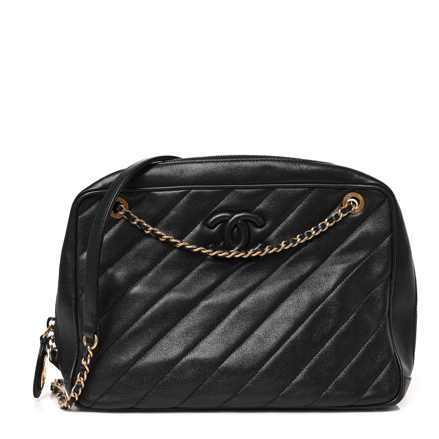 Lambskin Quilted Coco Vintage Camera Case Black