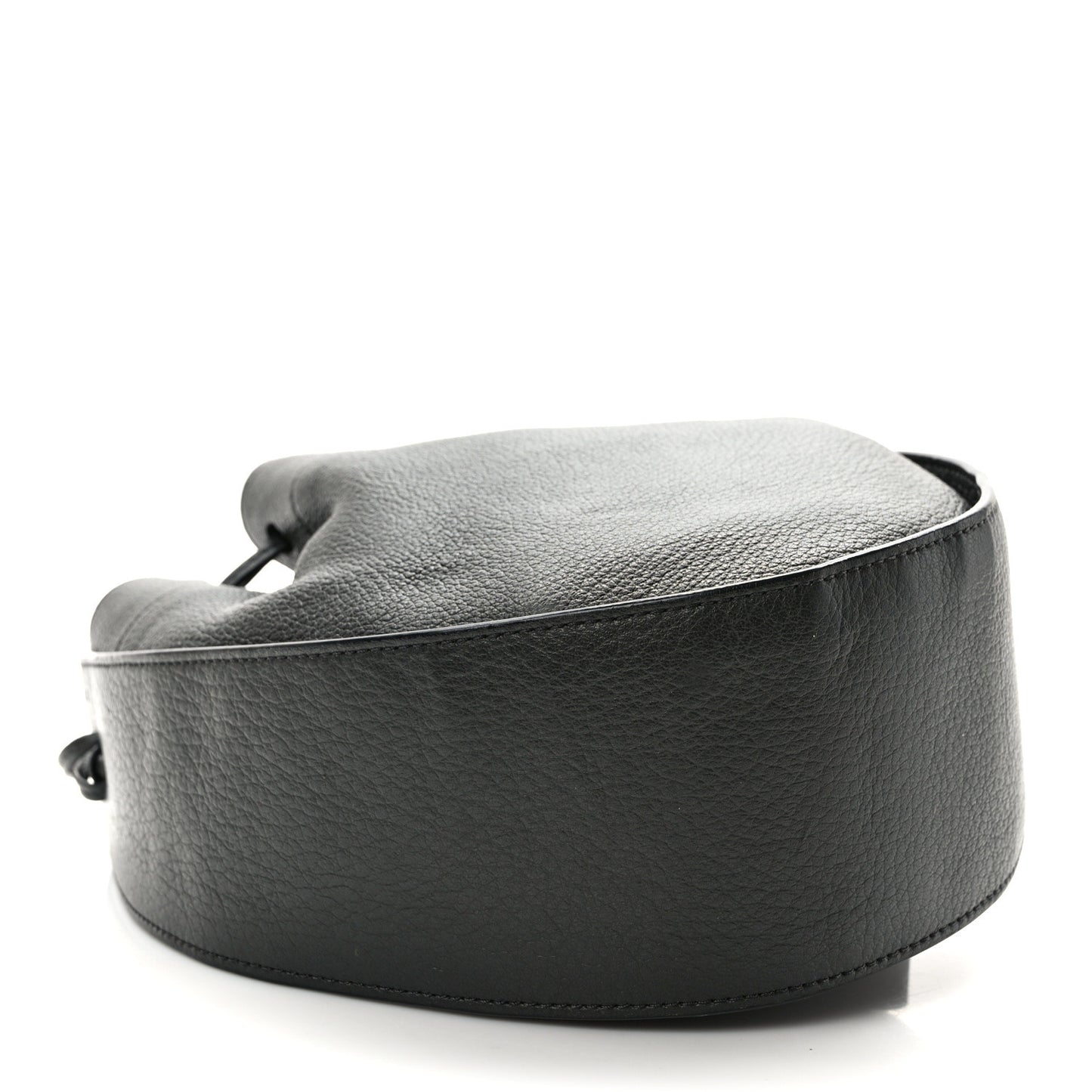 Grained Calfskin Drawstring Pouch Black