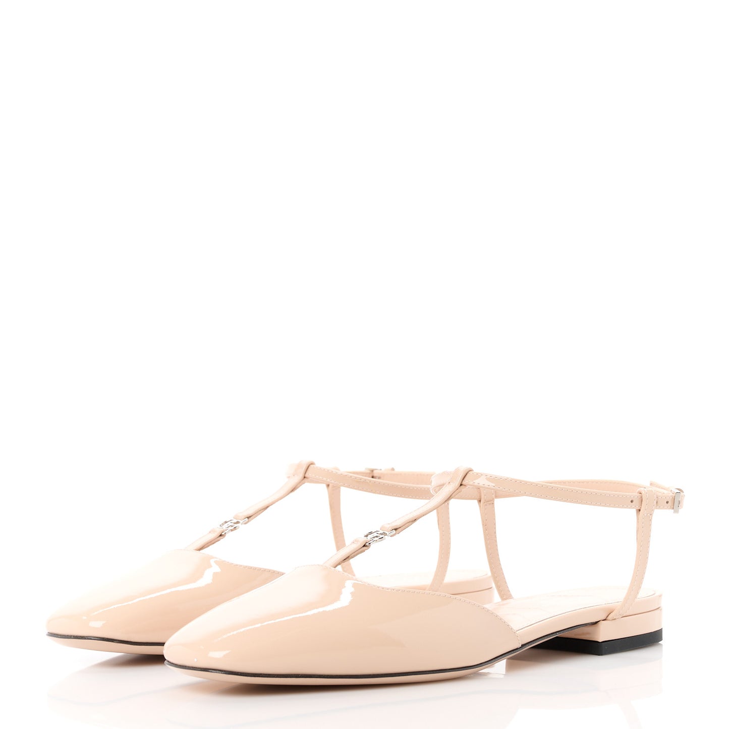 Vernice Crystal Double G Ballet Flat 36.5 Skin Rose