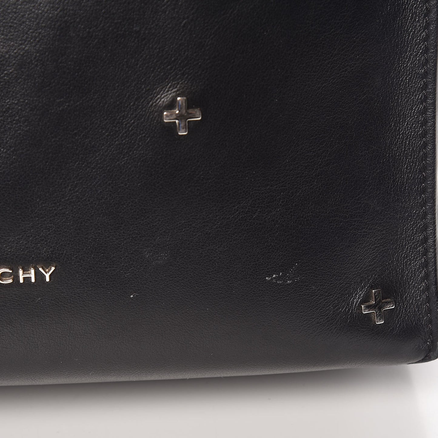 Calfskin Stud Embellished Small Stargate Shopper Tote Black