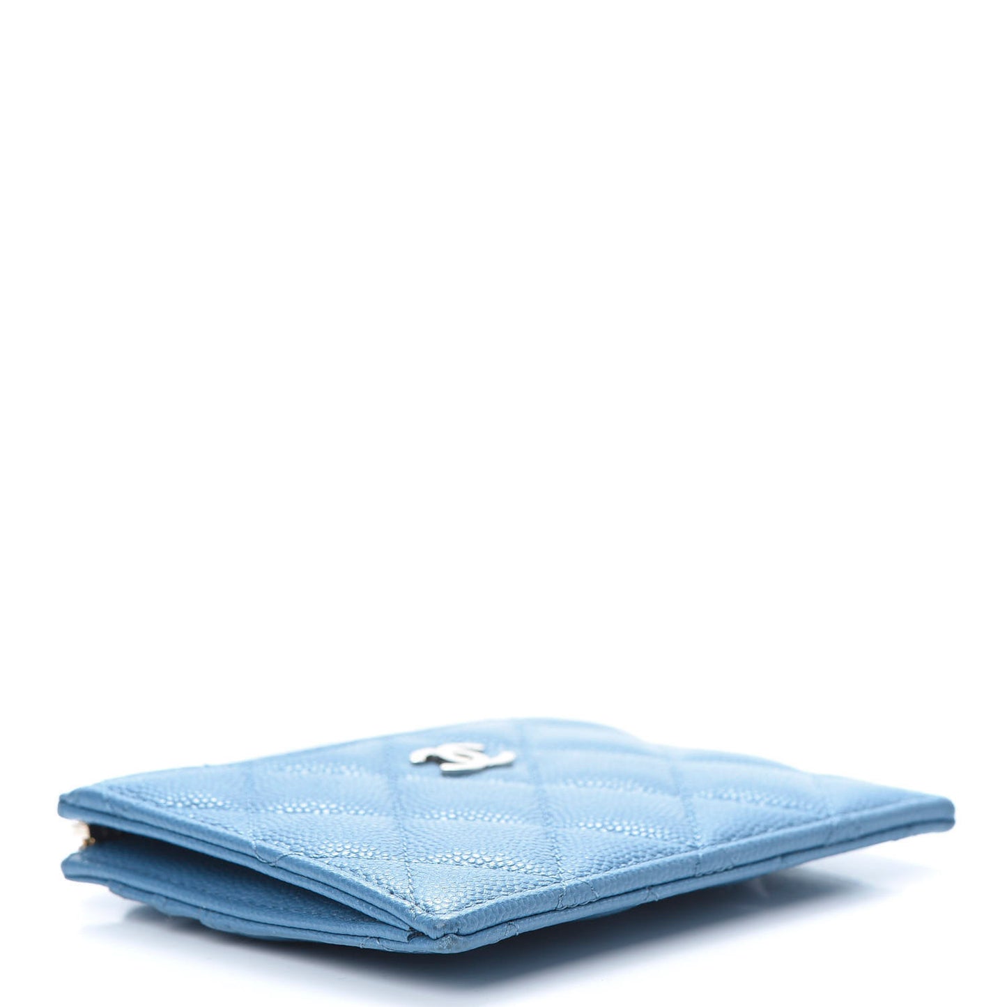 Caviar Quilted CC Zip Card Holder Blue