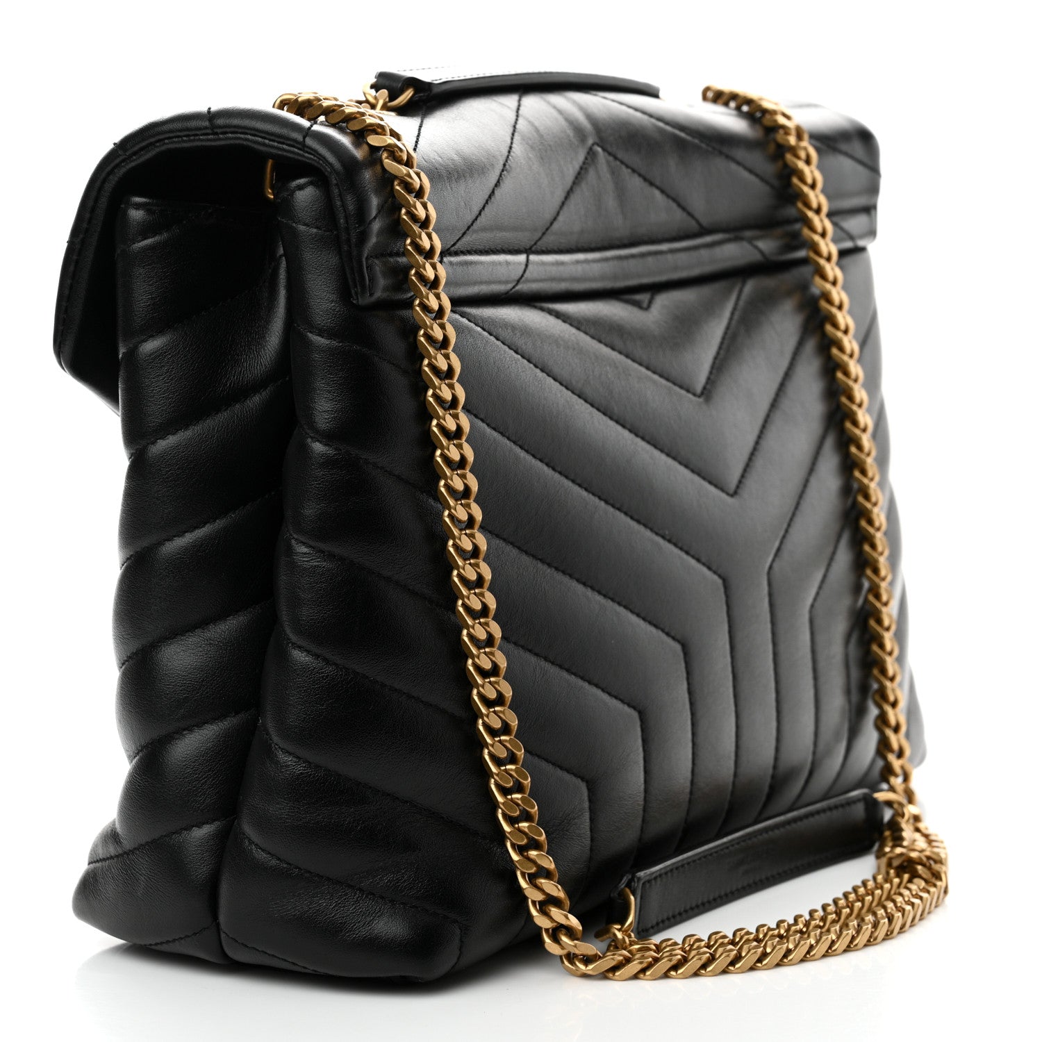 Saint Laurent Calfskin Y Quilted Monogram Medium Loulou Chain Satchel Black 3 of 11