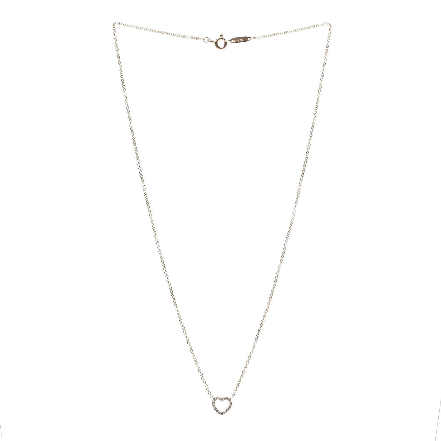 Tiffany 18K Rose Gold Diamond Metro Heart Pendant Necklace 3 of 5