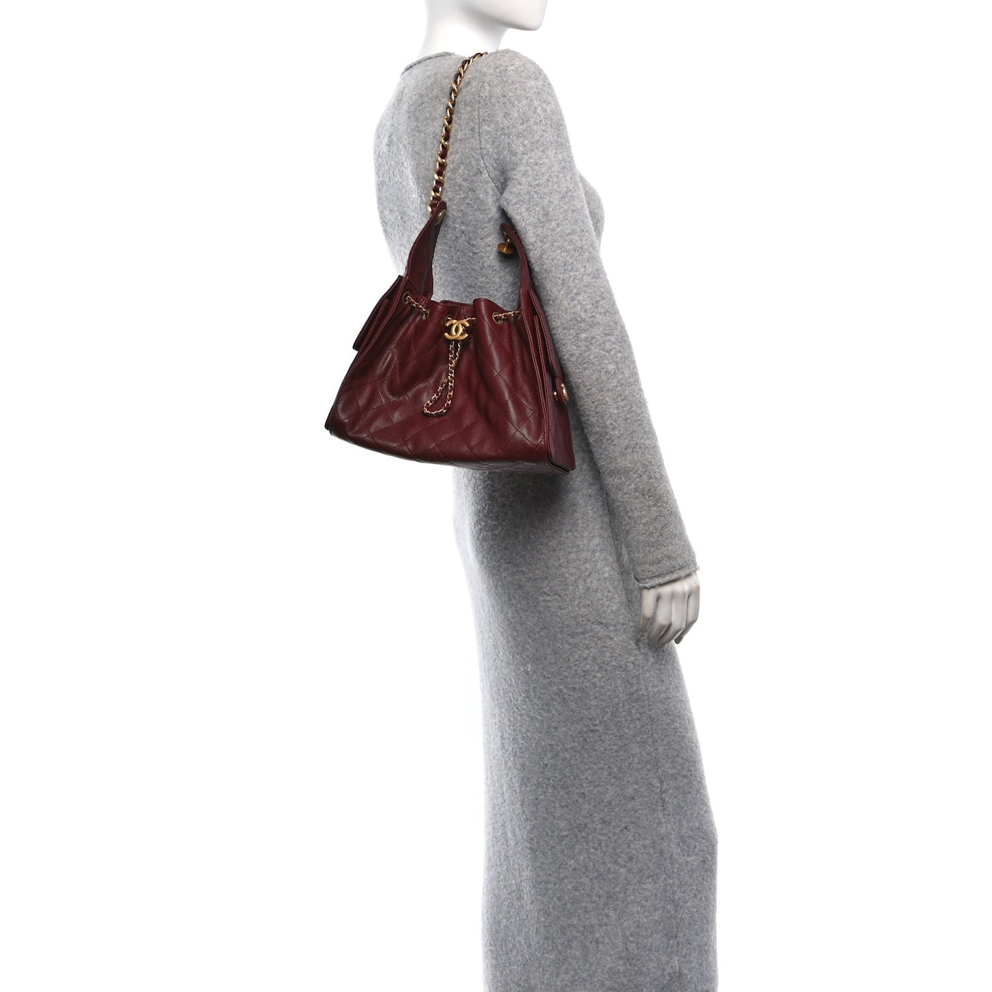 Caviar Quilted Small Chanel 25 Handbag Burgundy