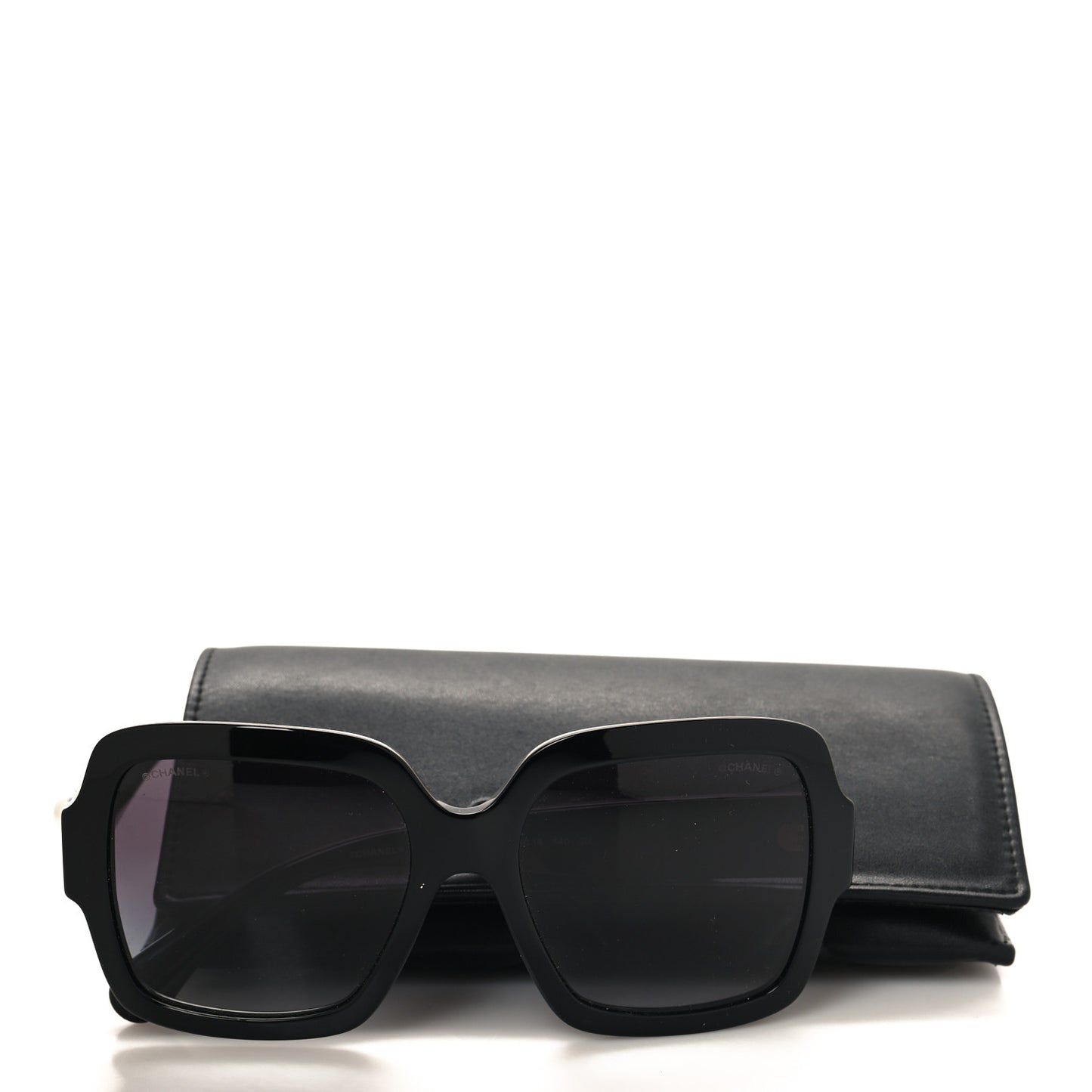 Acetate Charms Pearl Square Sunglasses 5479-A Black Gold
