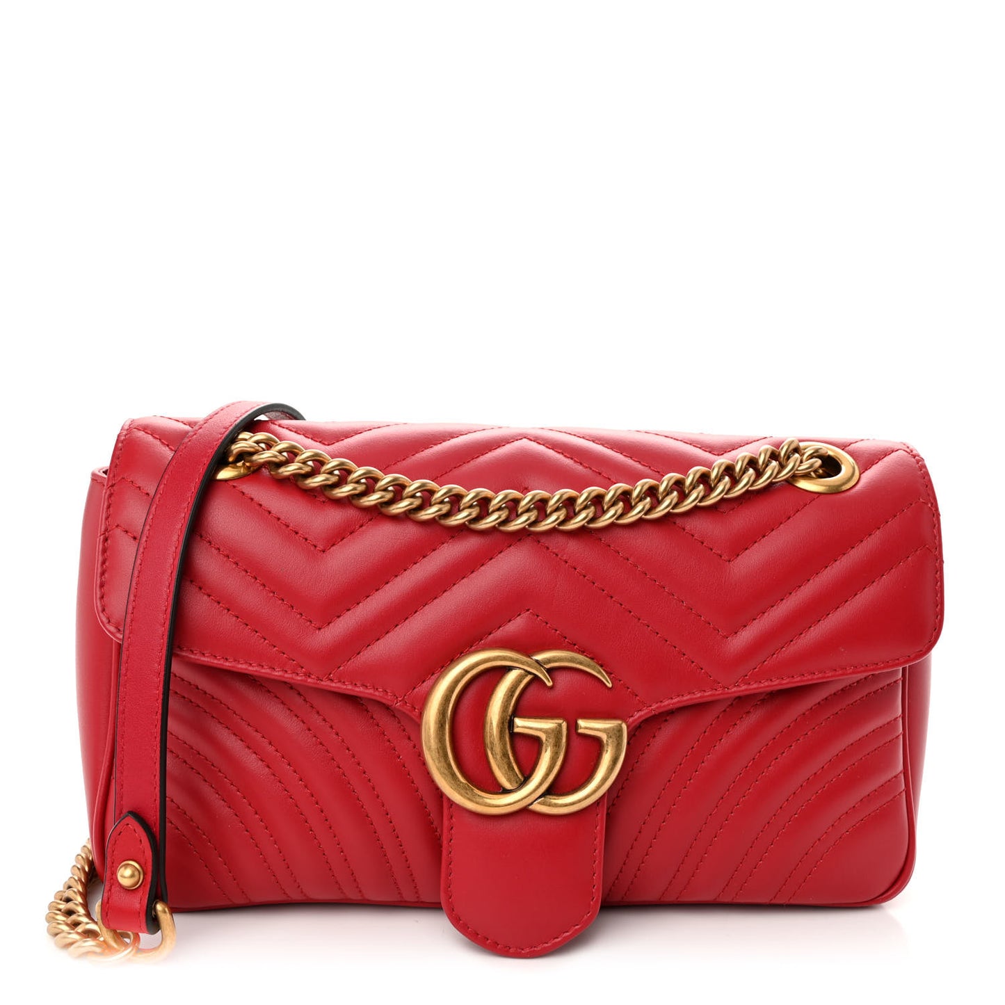 Calfskin Matelasse Small GG Marmont Shoulder Bag Hibiscus Red