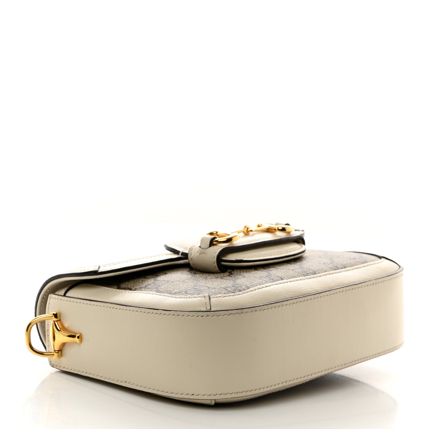 GG Supreme Monogram Web Mini Horsebit 1955 Shoulder Bag Beige Mystic White