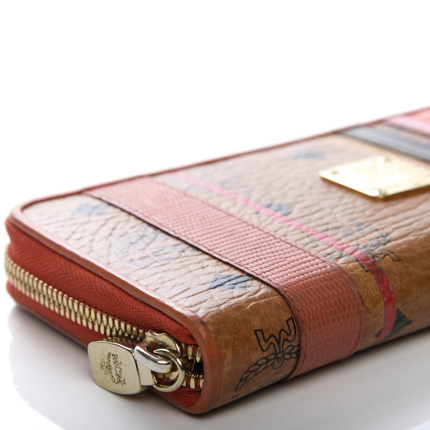 Visetos Striped Zip Around Wallet Cognac