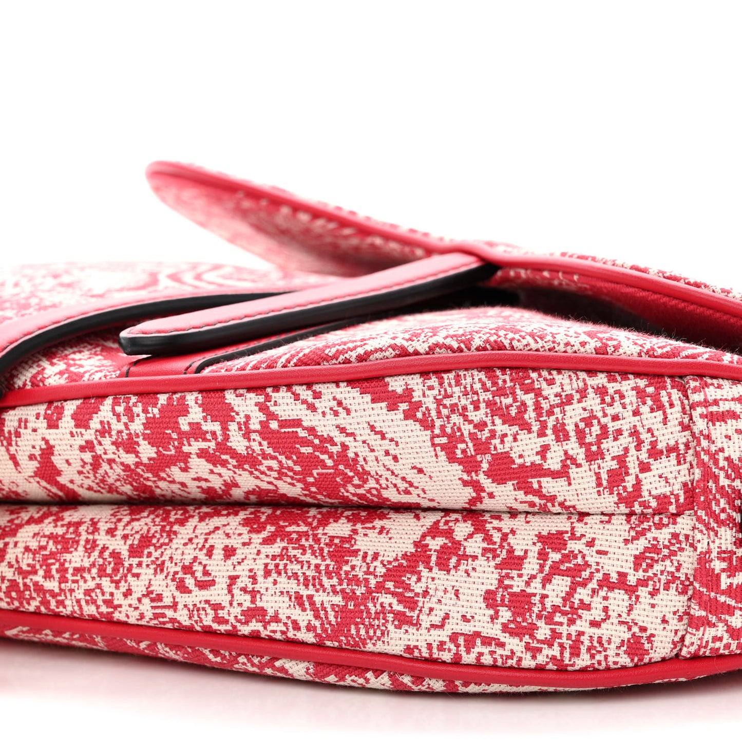 Canvas Reverse Embroidered Toile De Jouy Saddle Bag Red