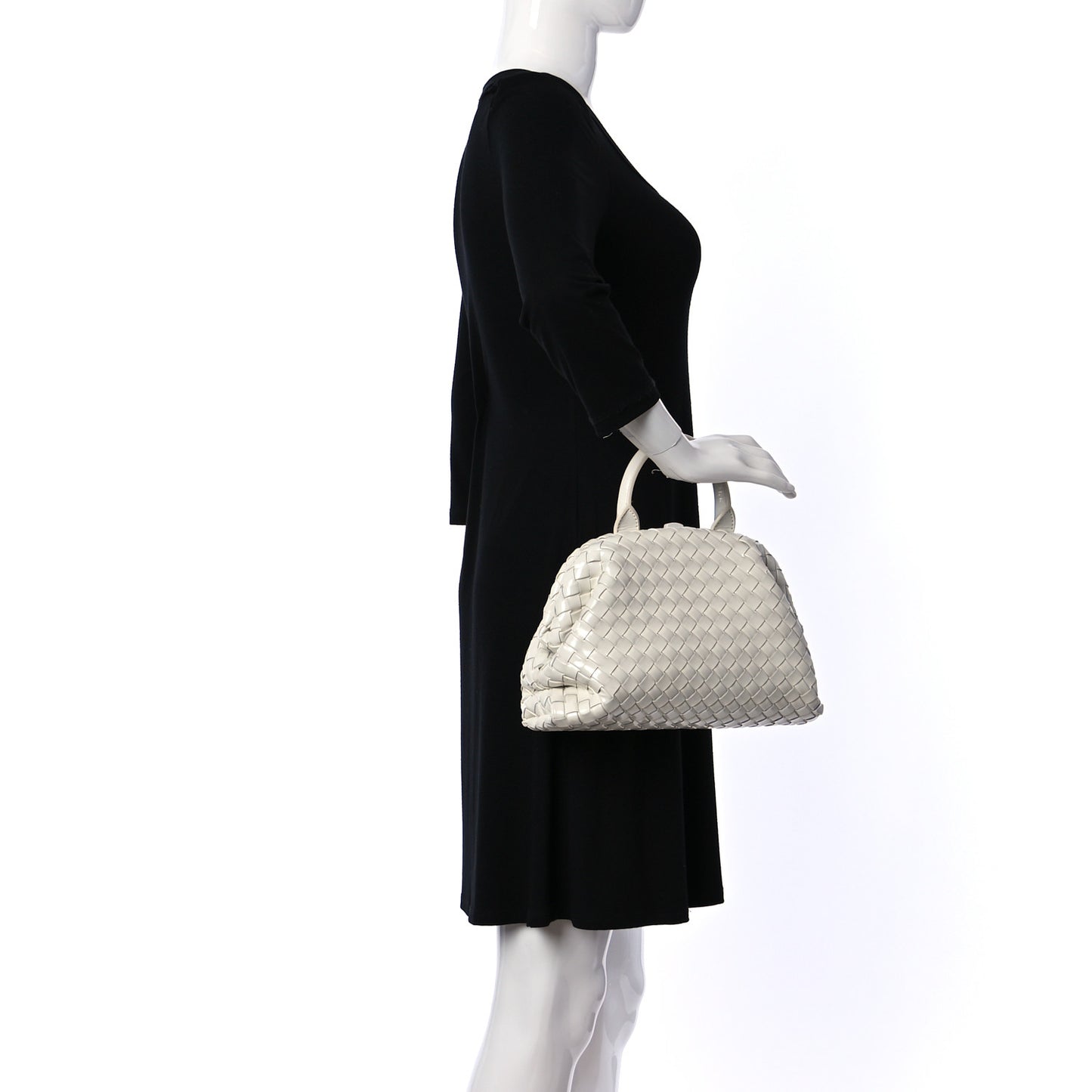 Nappa Intrecciato Small Handle Bag Chalk