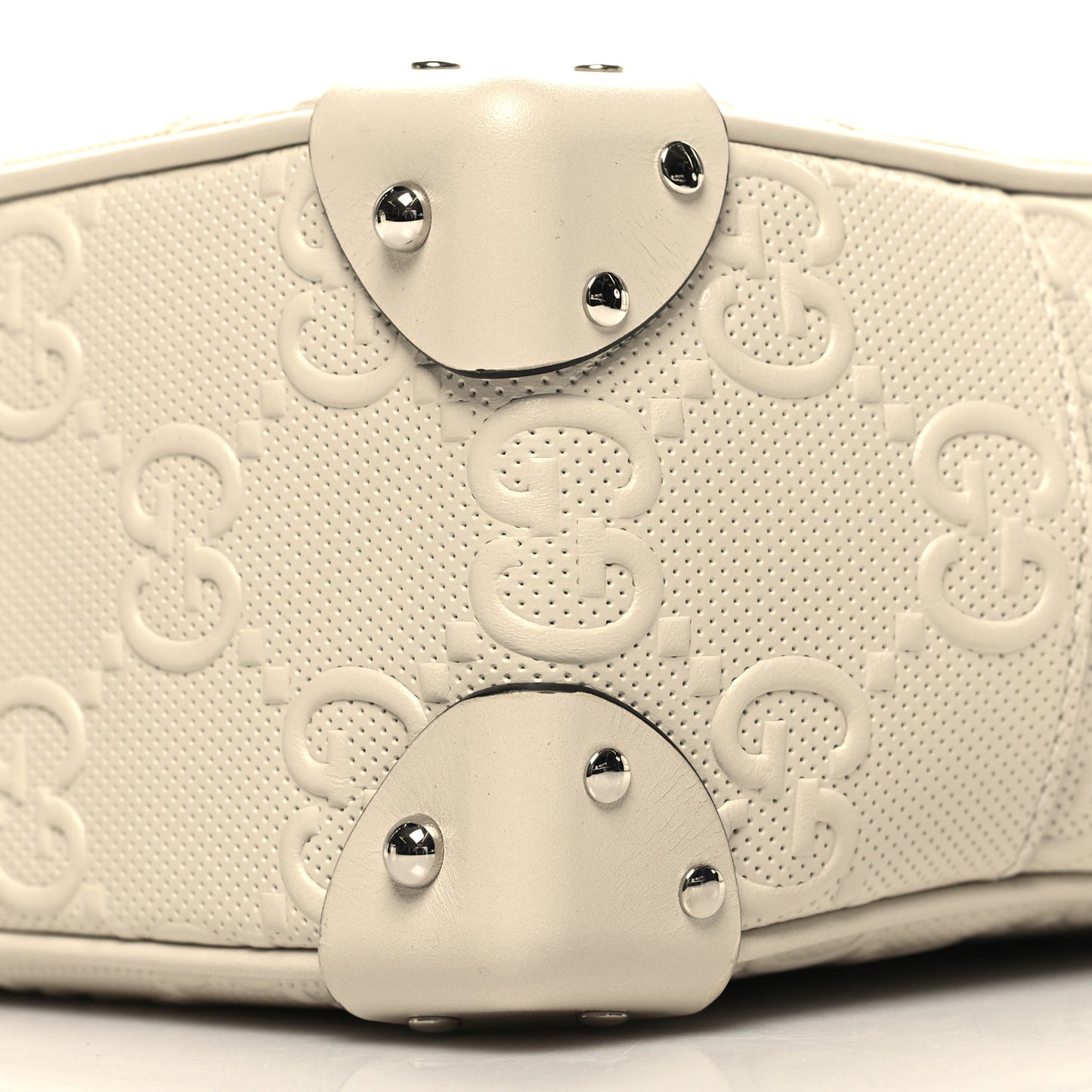Calfskin GG Tennis Embossed Square Messenger Bag Mystic White