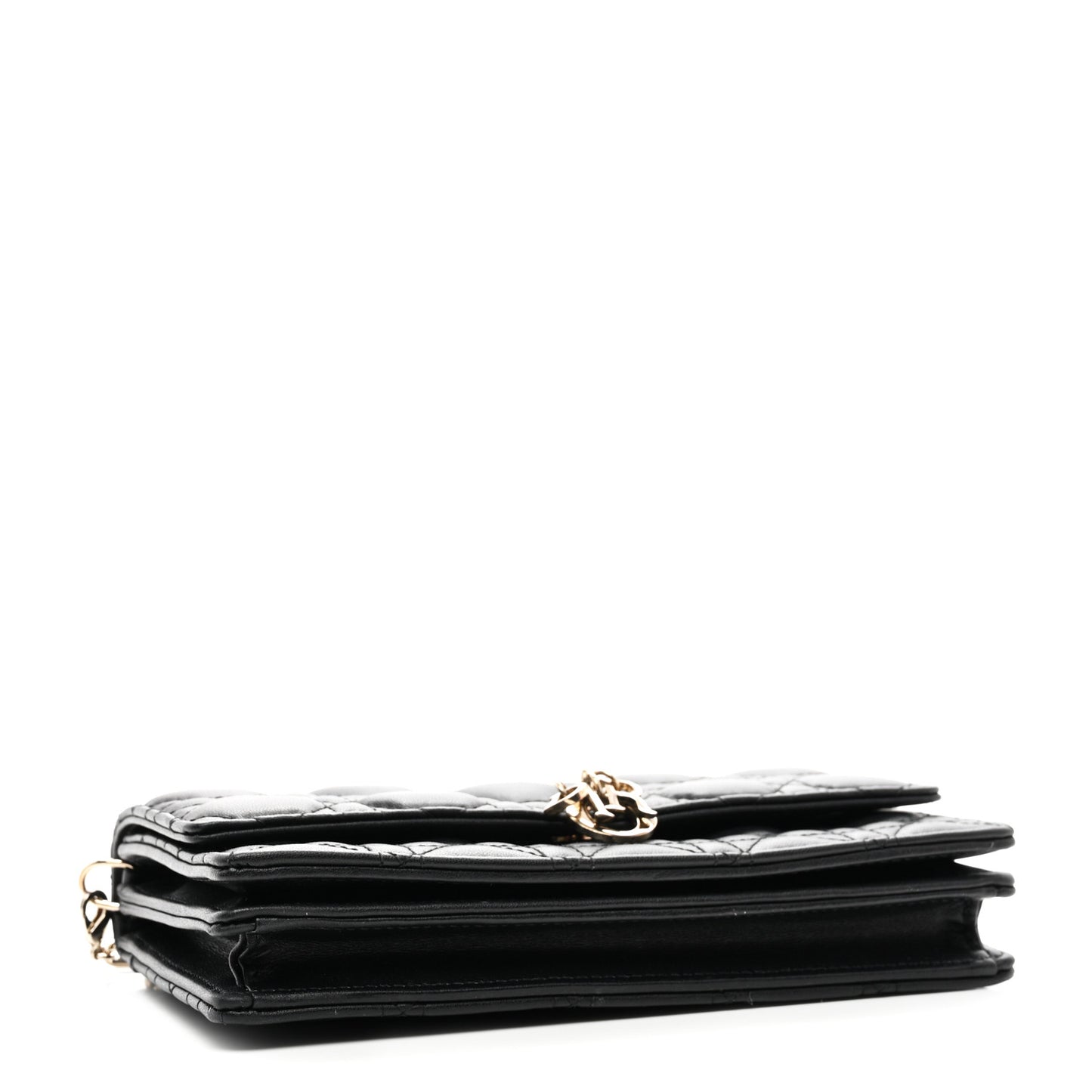 Lambskin Cannage Miss Dior Chain Pouch Black