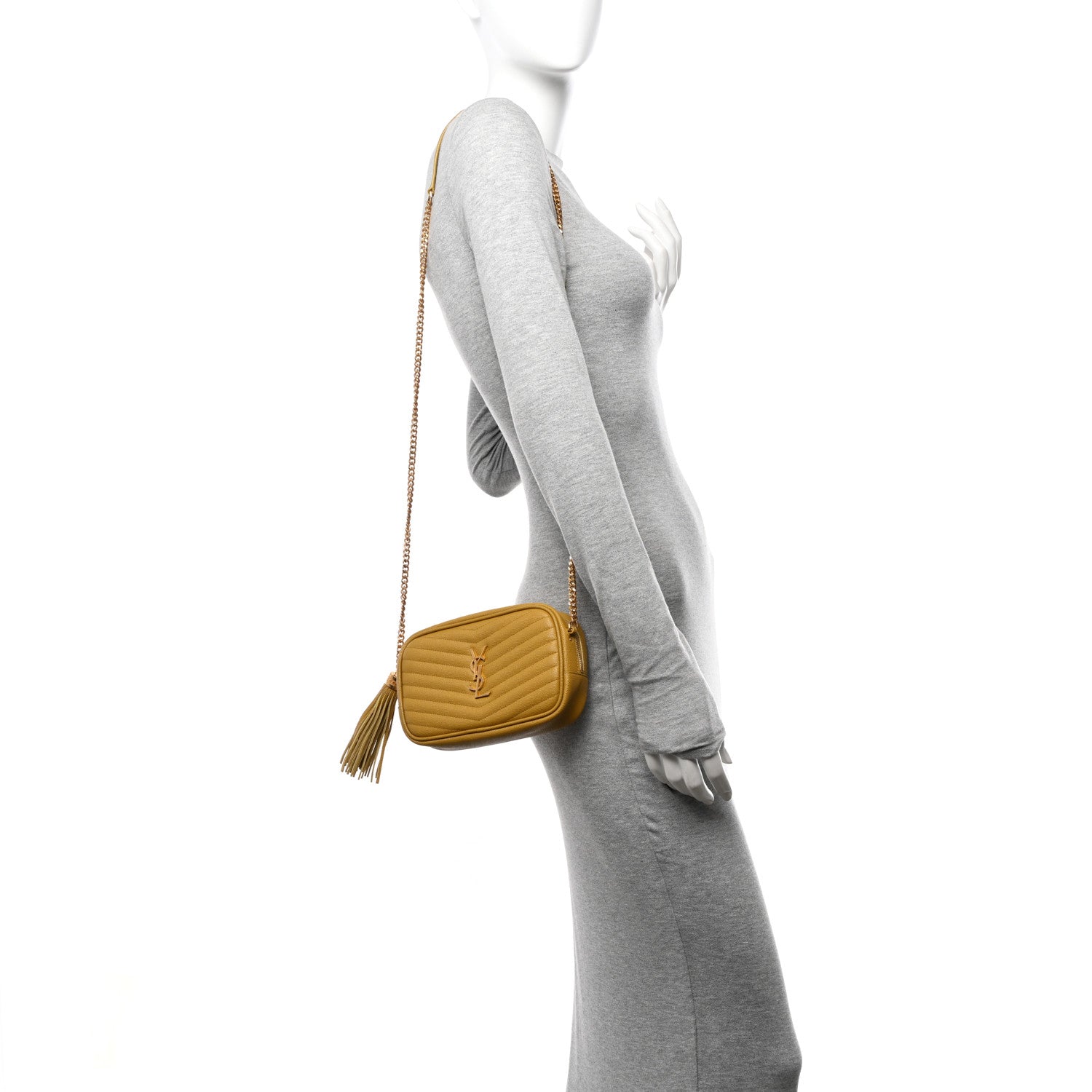 Saint Laurent Grain De Poudre Matelasse Monogram Mini Lou Camera Bag Light Chartreuse 2 of 10