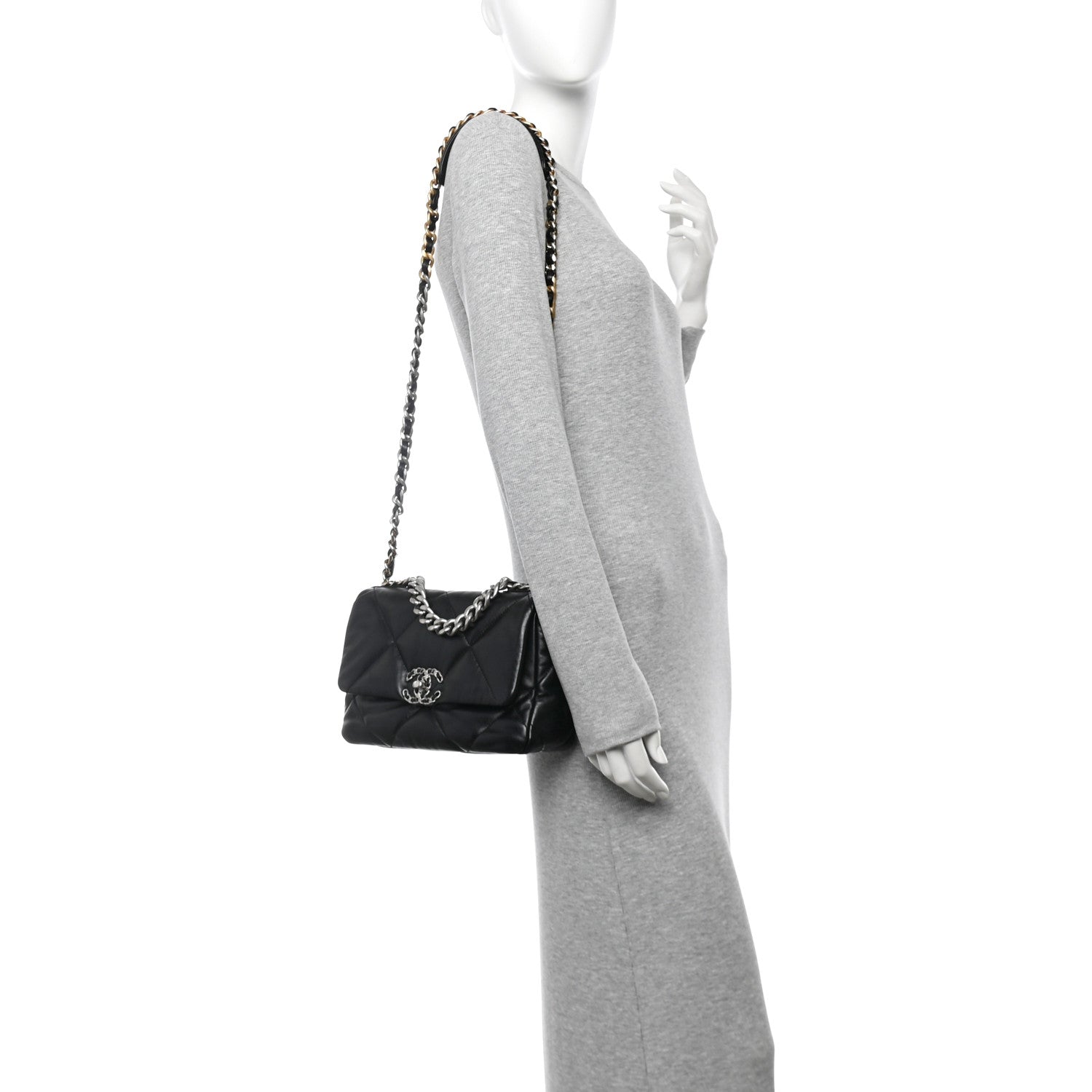 Chanel Lambskin Quilted Medium Chanel 19 Flap Black 2 of 10