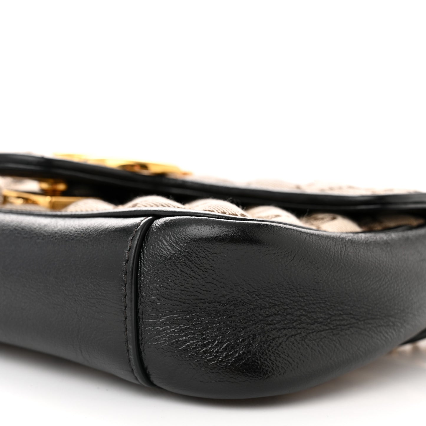 Monogram Matelasse Diagonal Mini GG Marmont Shoulder Bag Beige Black