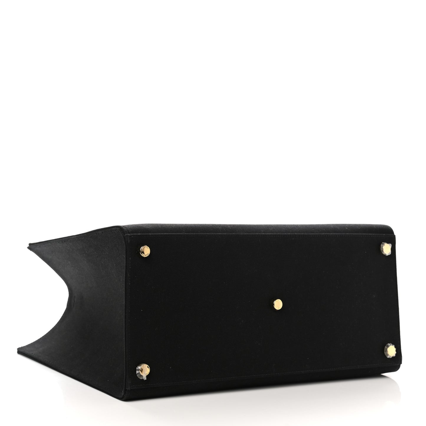 X VERSACE Cotton Canvas Cuoio Romano Fendace Logo Embroidered Signature Shopping Tote Black Gold