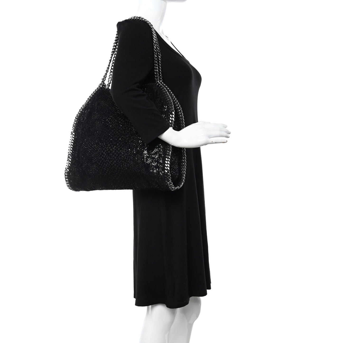 Sequin Small Falabella Tote Black