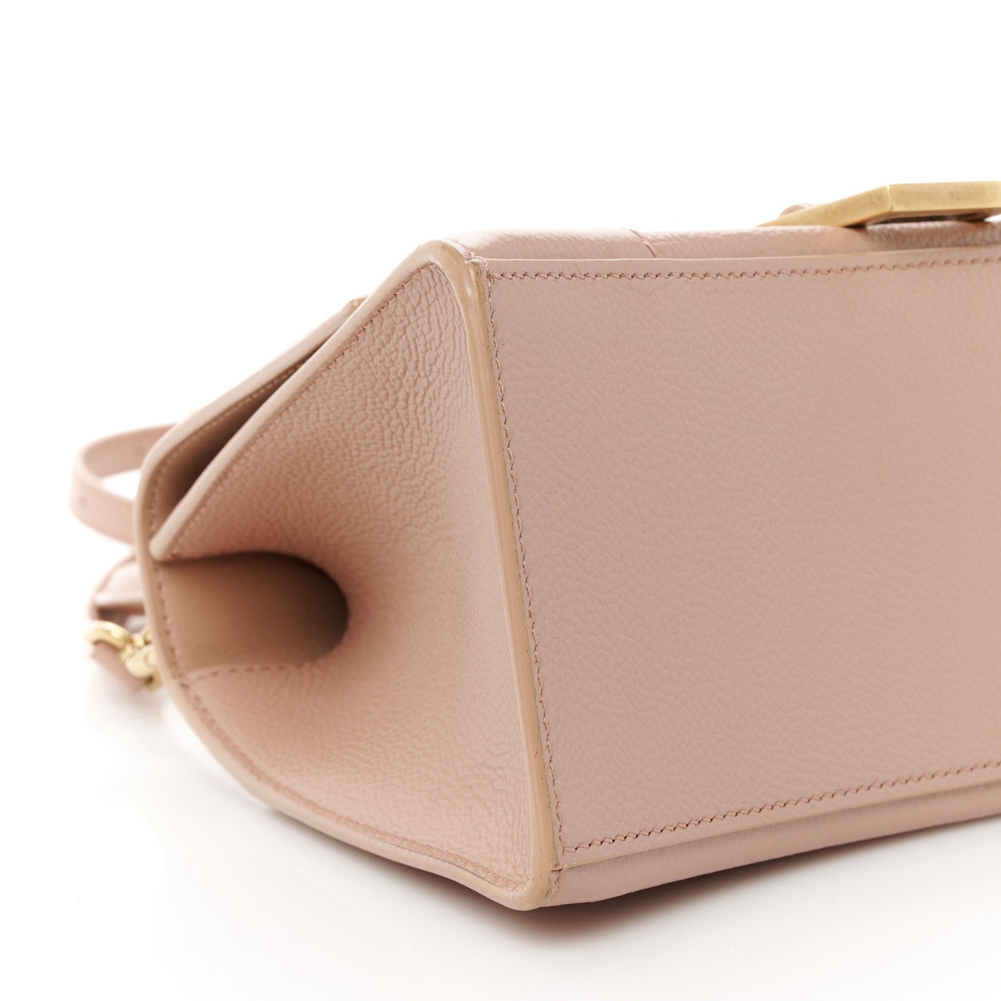 Grained Calfskin Small Hourglass Top Handle Bag Nude Beige