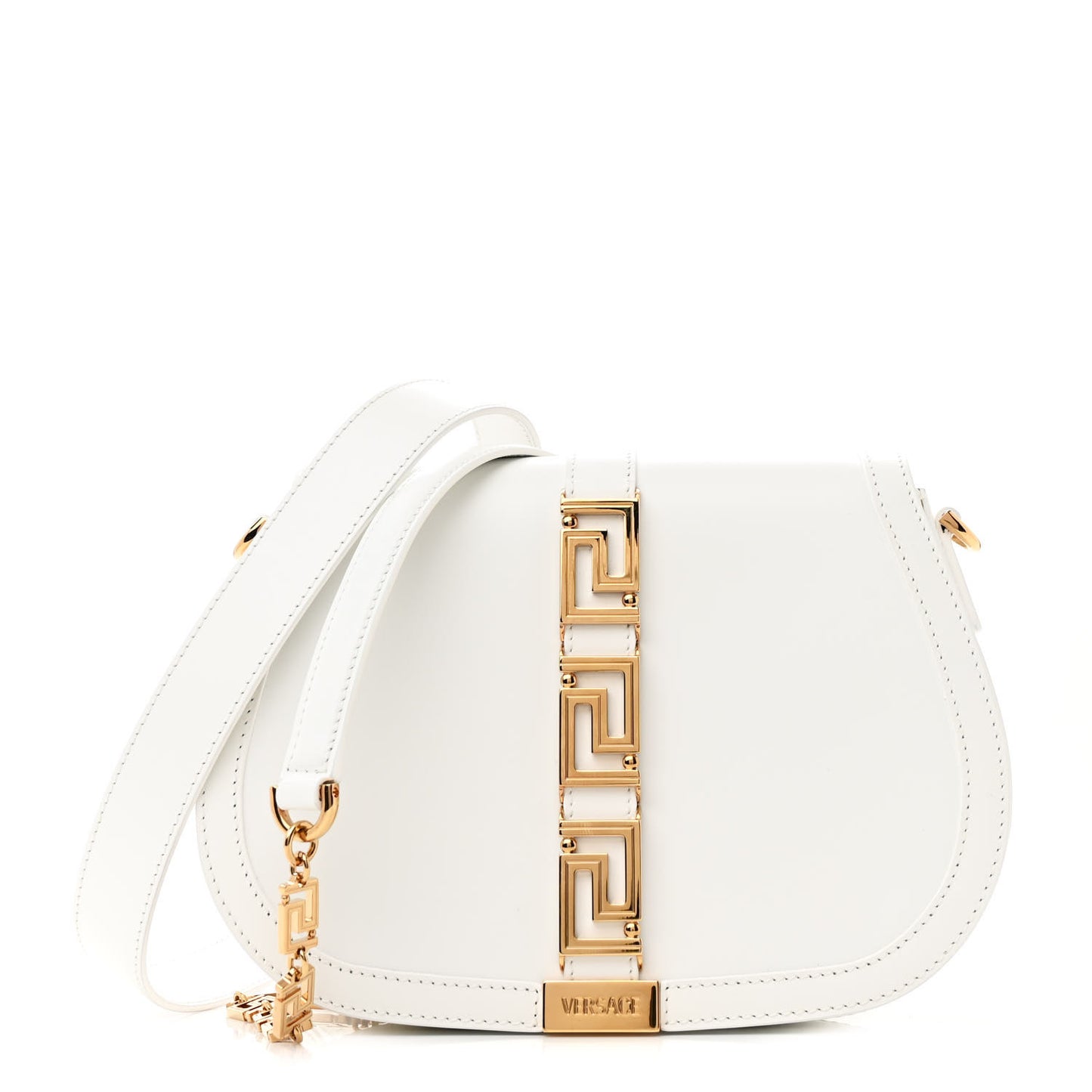 Calfskin Large Greca Goddess Shoulder Bag White