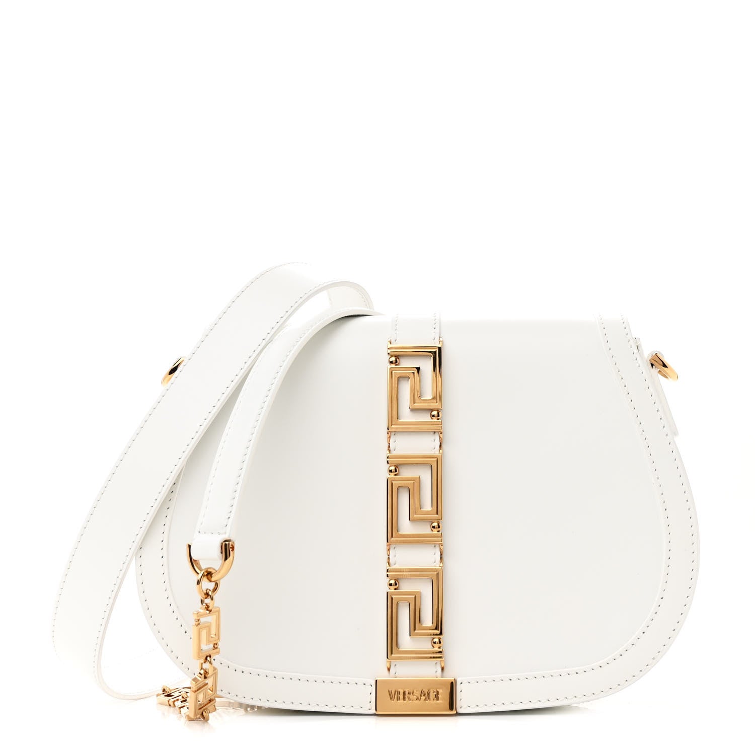 Versace Calfskin Large Greca Goddess Shoulder Bag White 1 of 14