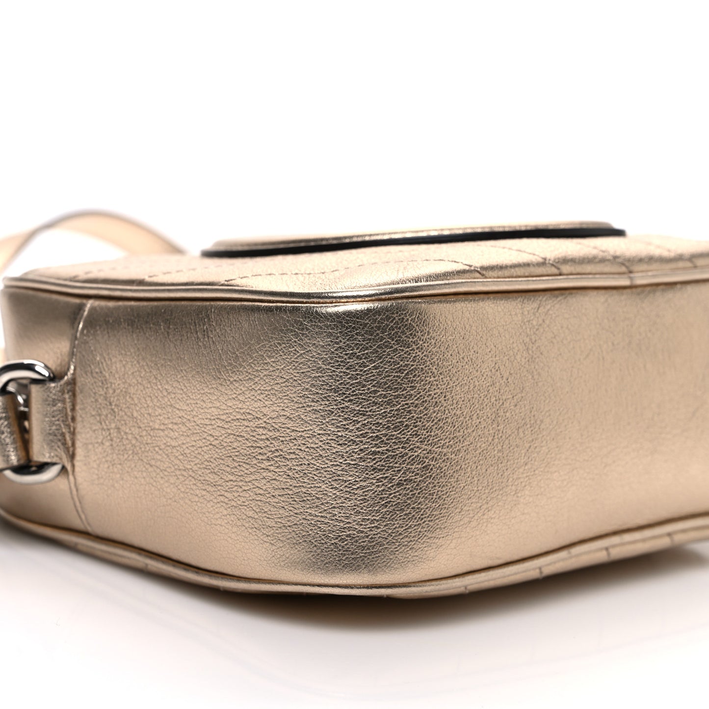 Metallic Sakai Be Green Calfskin Diagonal Stitched Small Blondie Shoulder Bag Golden Beige