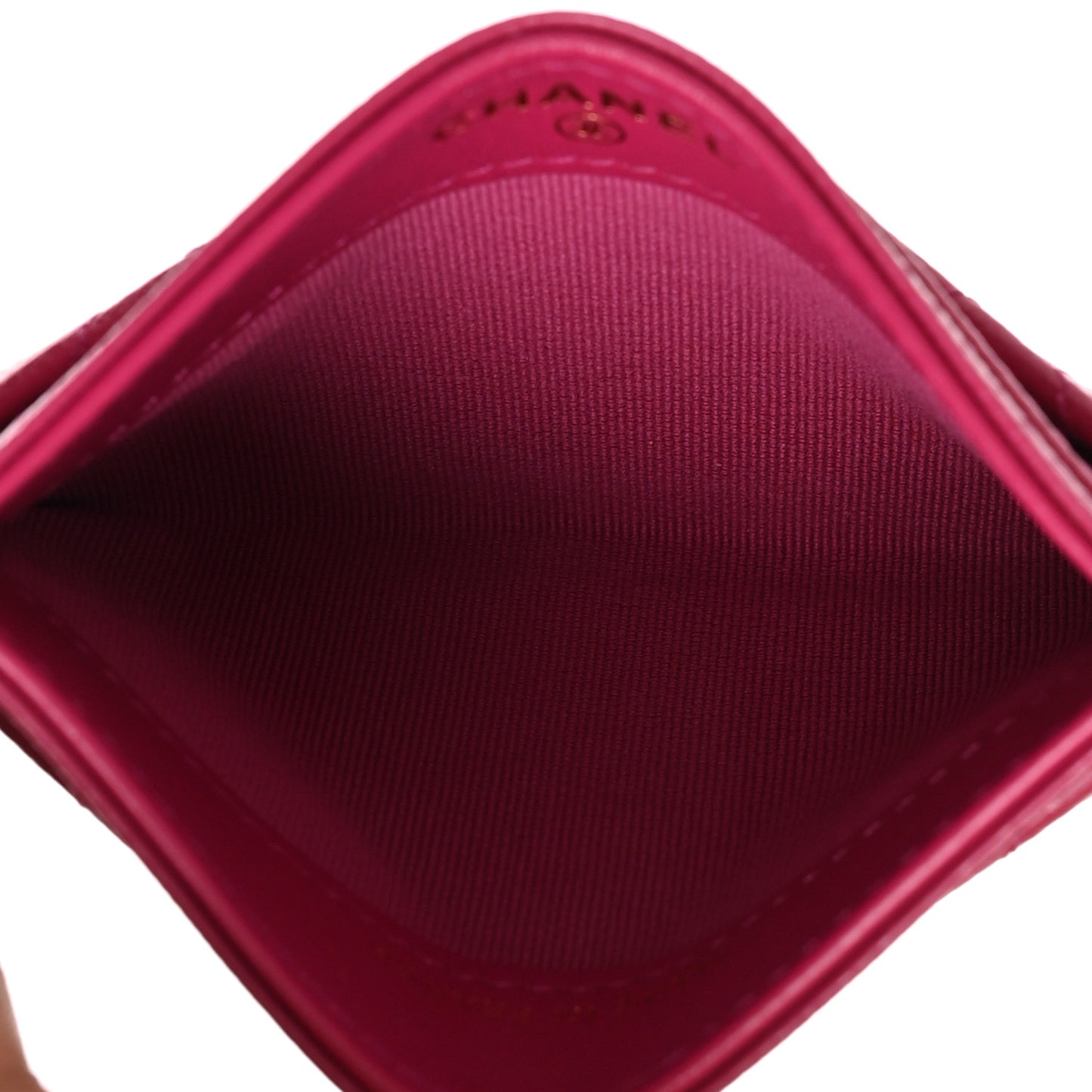 Caviar Quilted Card Holder Fuchsia