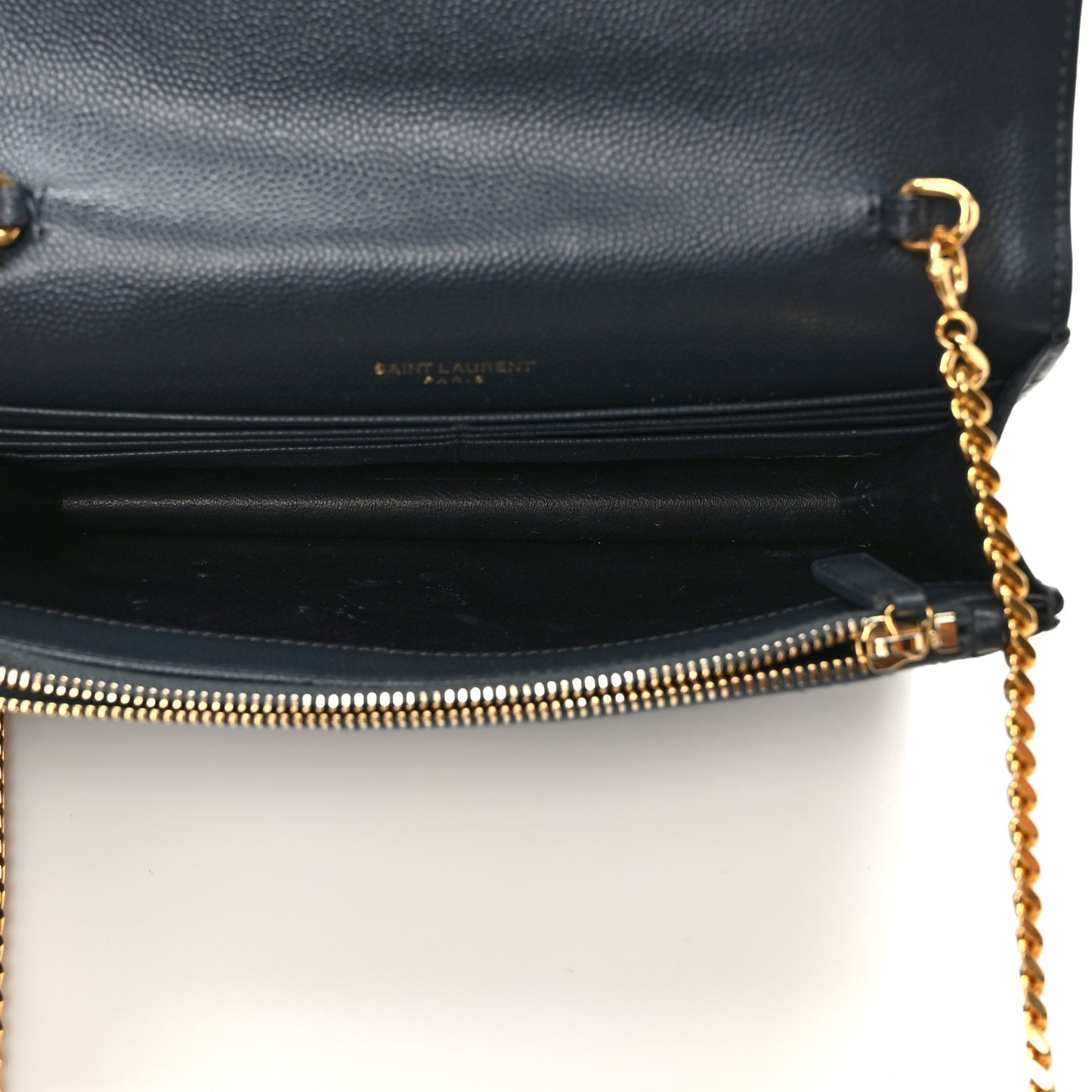 Grain De Poudre Matelasse Chevron Monogram Envelope Chain Wallet Dark Smog