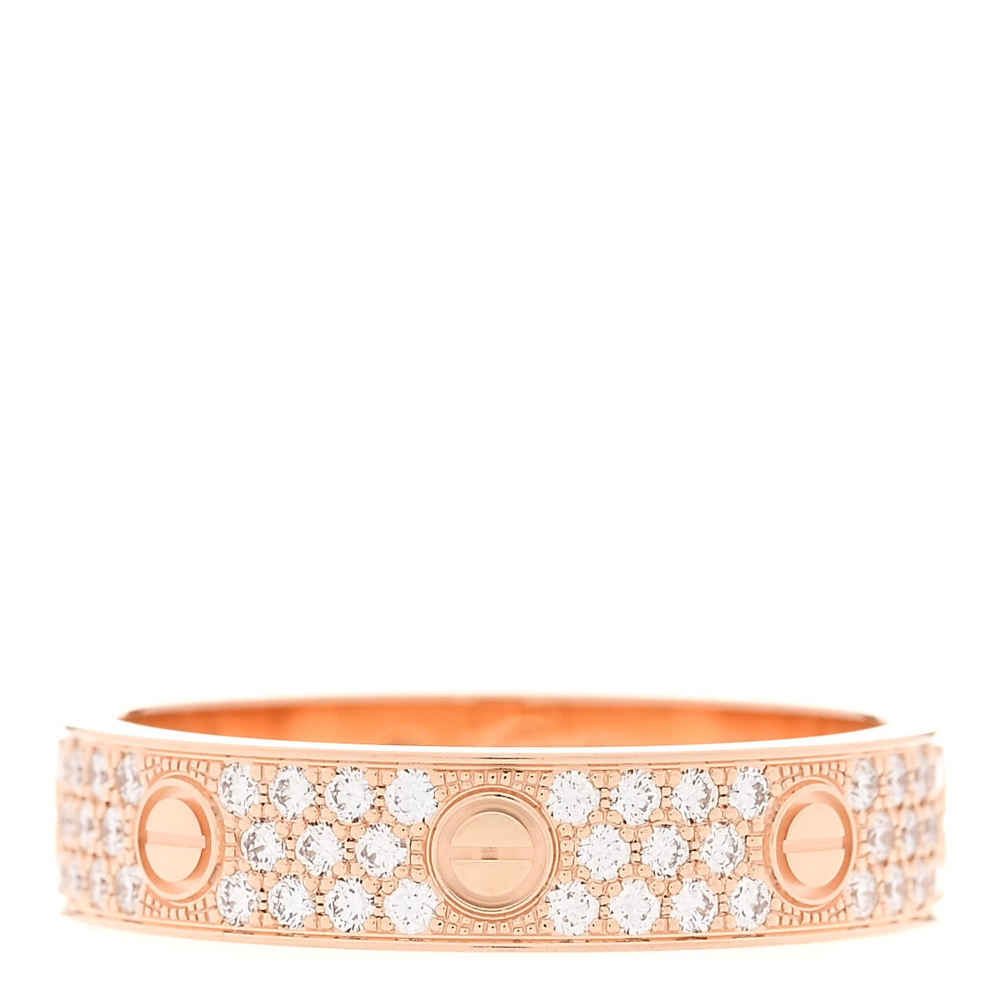 18K Pink Gold Diamond 4mm LOVE Wedding Paved Band Ring 59 8.75