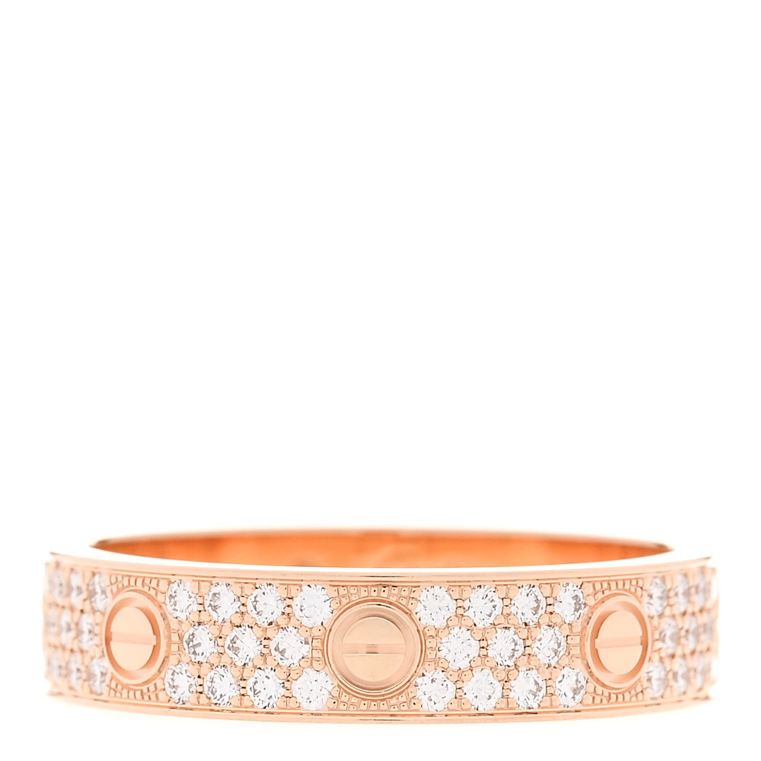 Cartier 18K Pink Gold Diamond 4mm LOVE Wedding Paved Band Ring 59 8.75 1 of 5