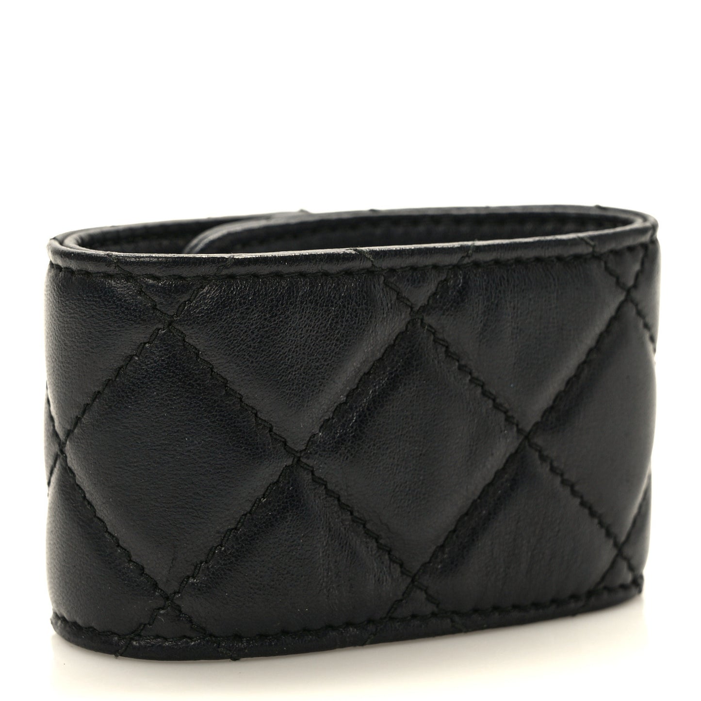 Lambskin Quilted CC Turnlock Cuff Bracelet M Black