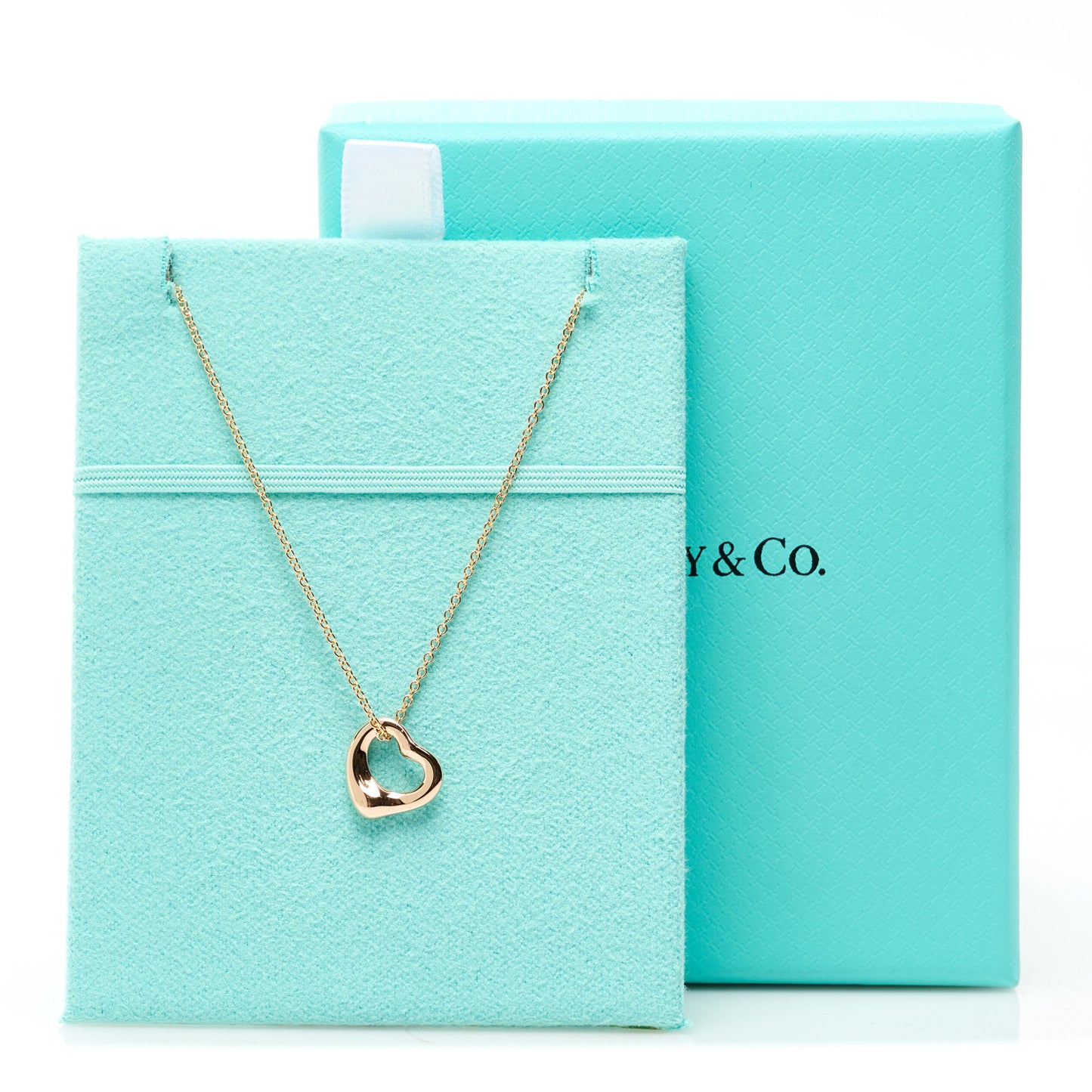 18K Rose Gold 11mm Elsa Peretti Open Heart Pendant Necklace