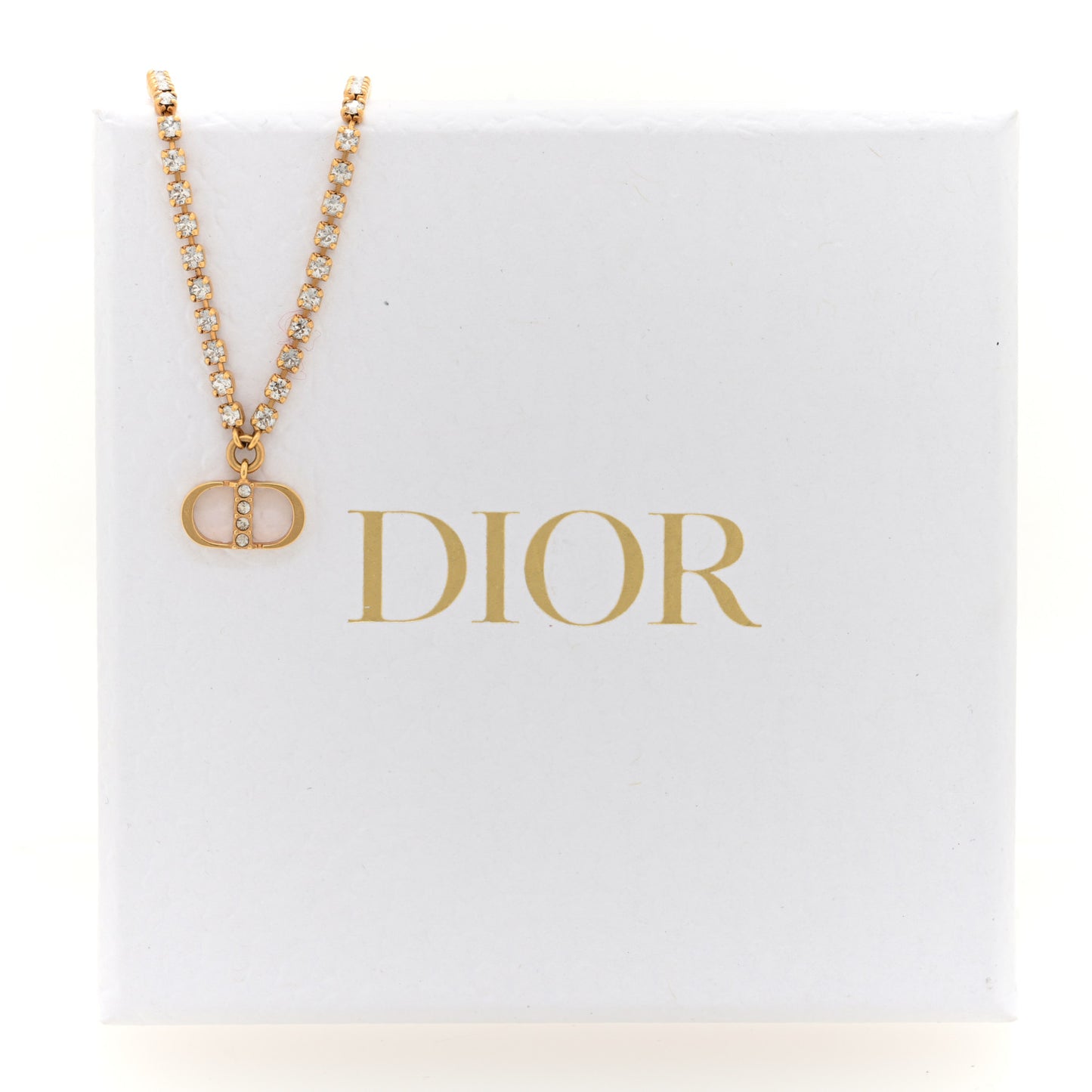Metal Crystal Petite CD Necklace Gold