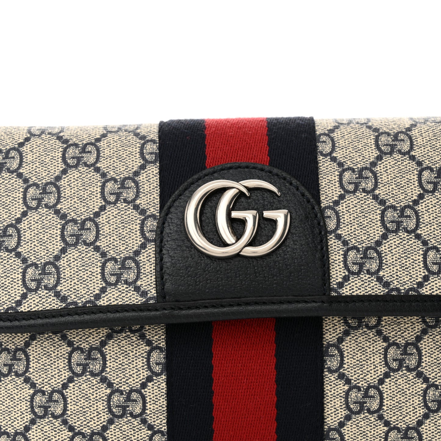 GG Supreme Monogram Web Small Ophidia Belt Bag 100 40 Beige Navy