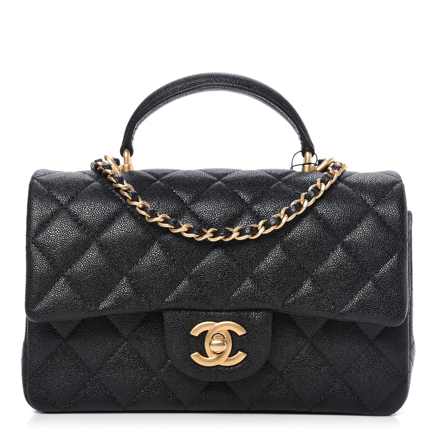 Chanel Caviar Quilted Mini Top Handle Rectangular Flap Black