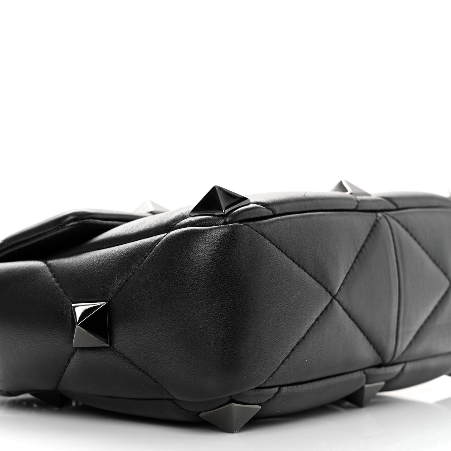Nappa Monochrome Medium Roman Stud Shoulder Bag Black