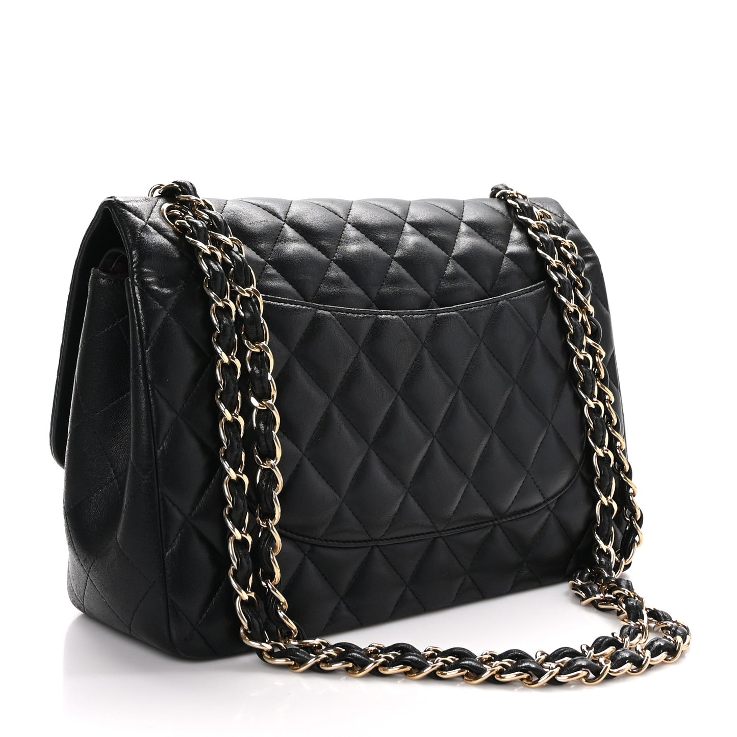 Lambskin Quilted Jumbo Double Flap Black