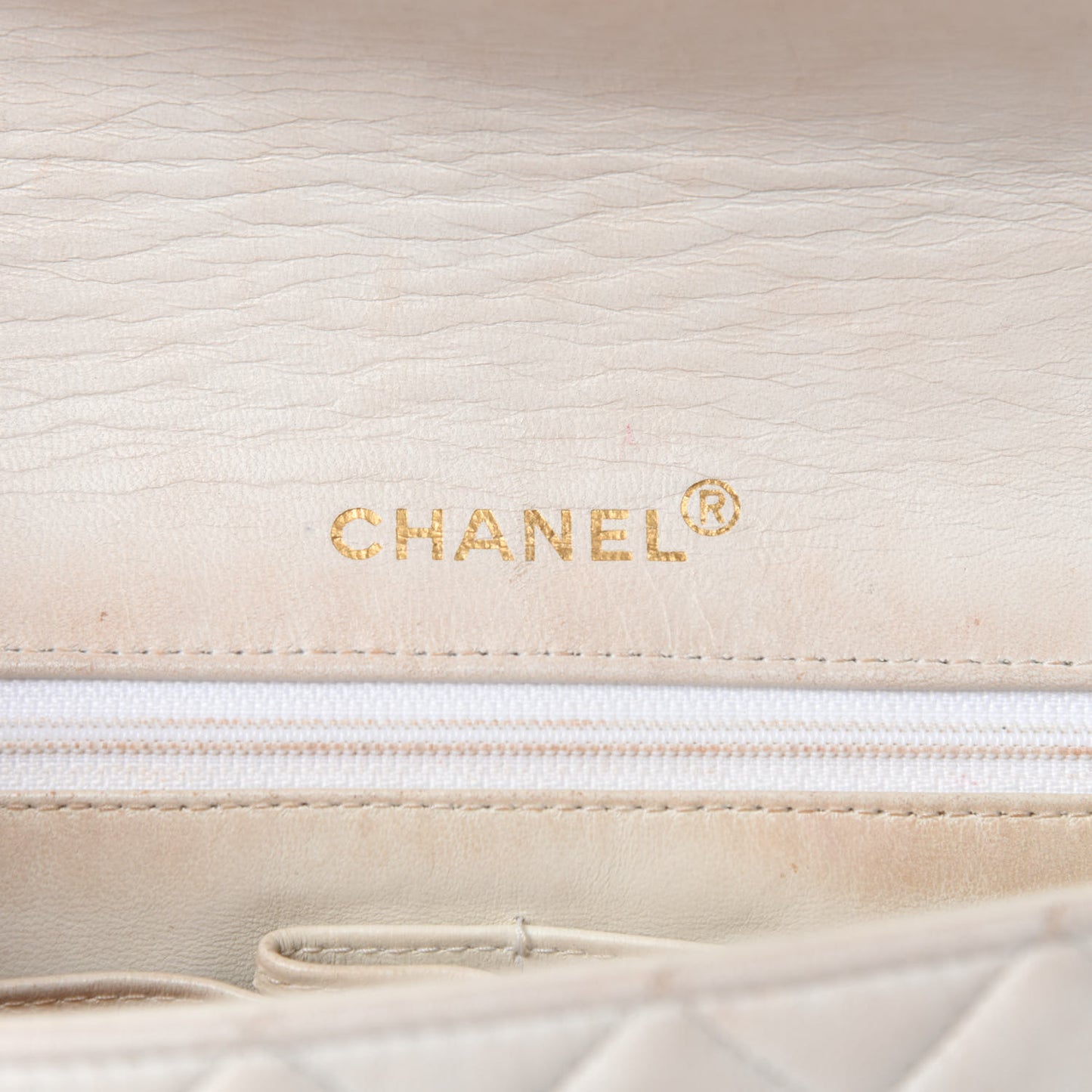 Lambskin Quilted Small Single Flap White