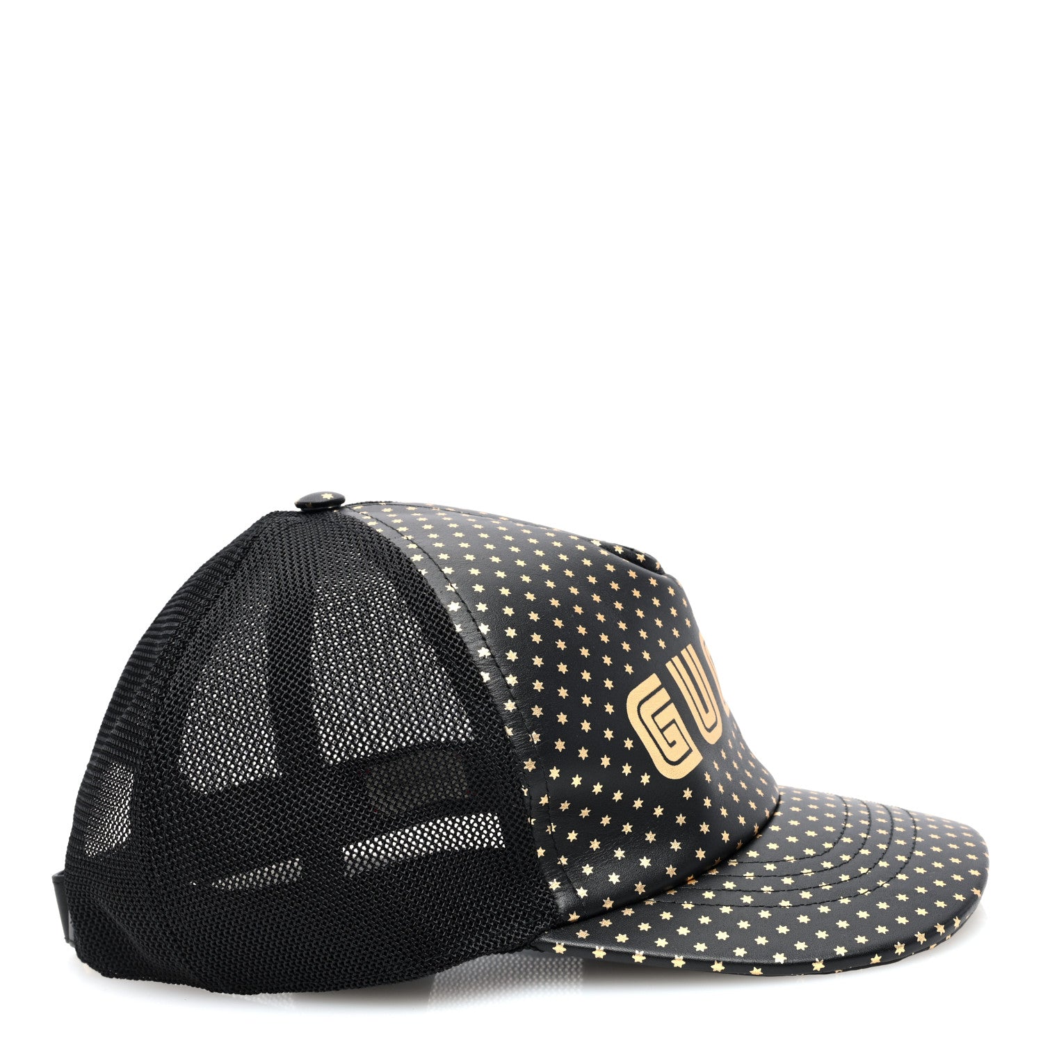 Gucci X SEGA Calfskin GUCCY Stars Baseball Hat L Black Gold 5 of 7