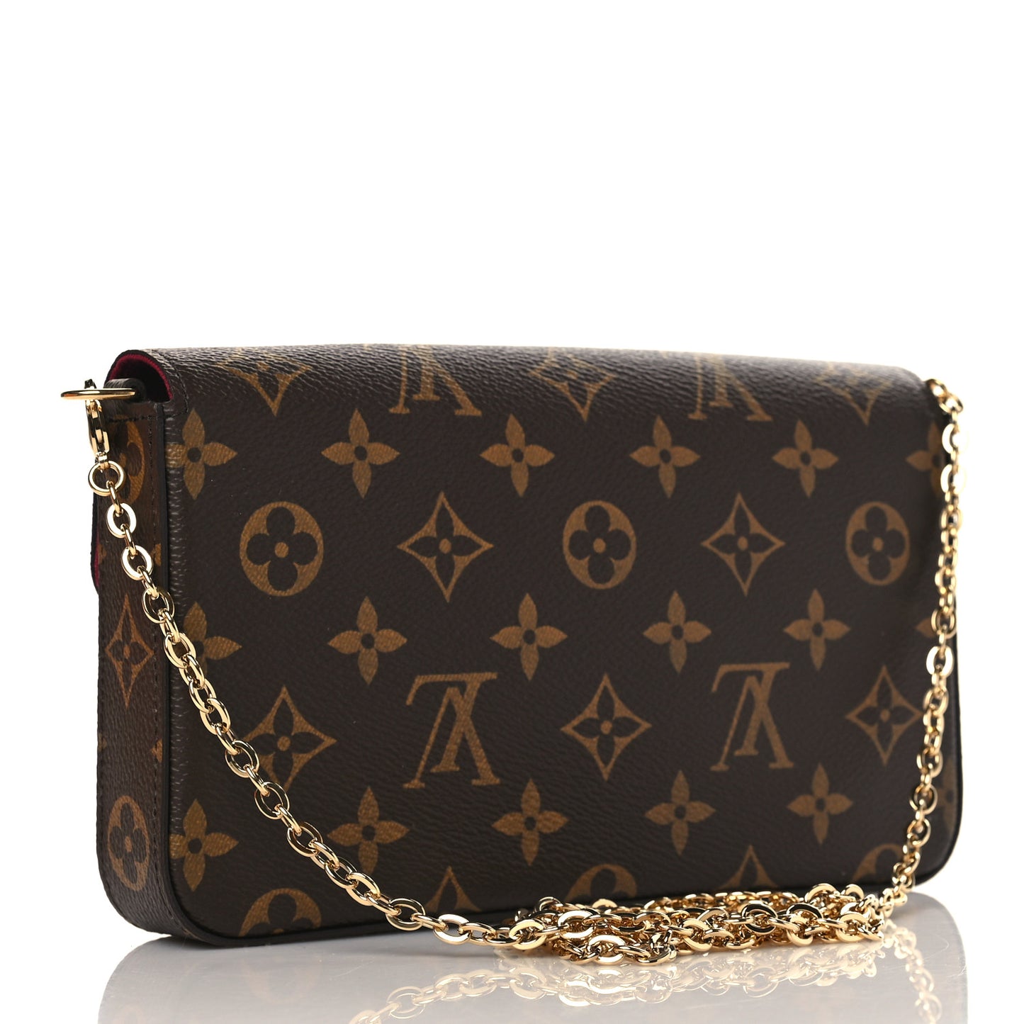 Monogram Pochette Felicie Chain Wallet Fuchsia