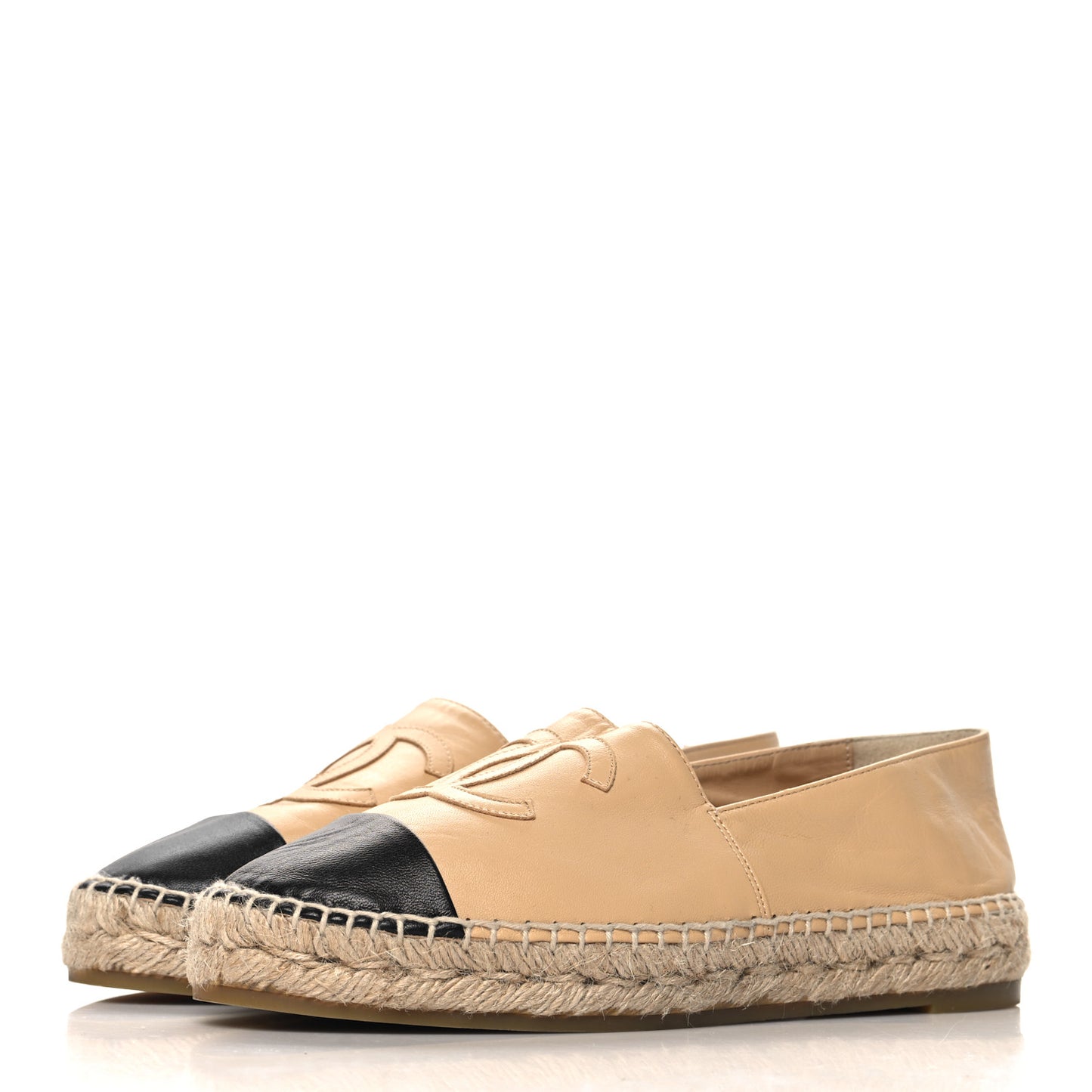 Lambskin CC Espadrilles 37 Beige Black