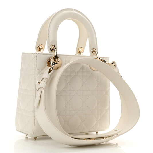 Lambskin Cannage Small My ABCDior Lady Dior White