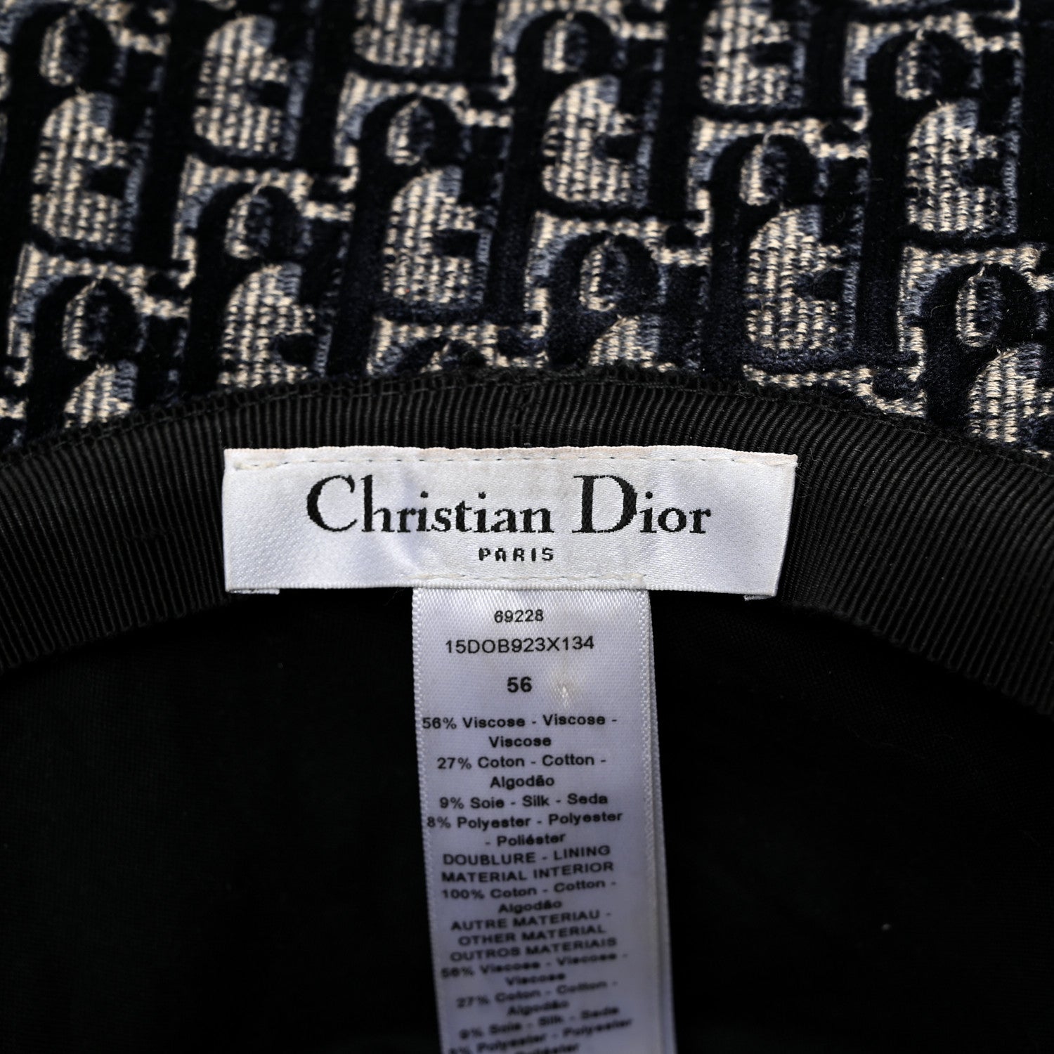 Christian Dior Velvet Oblique Large Brim Bucket Hat 56 Bleu Red 8 of 8