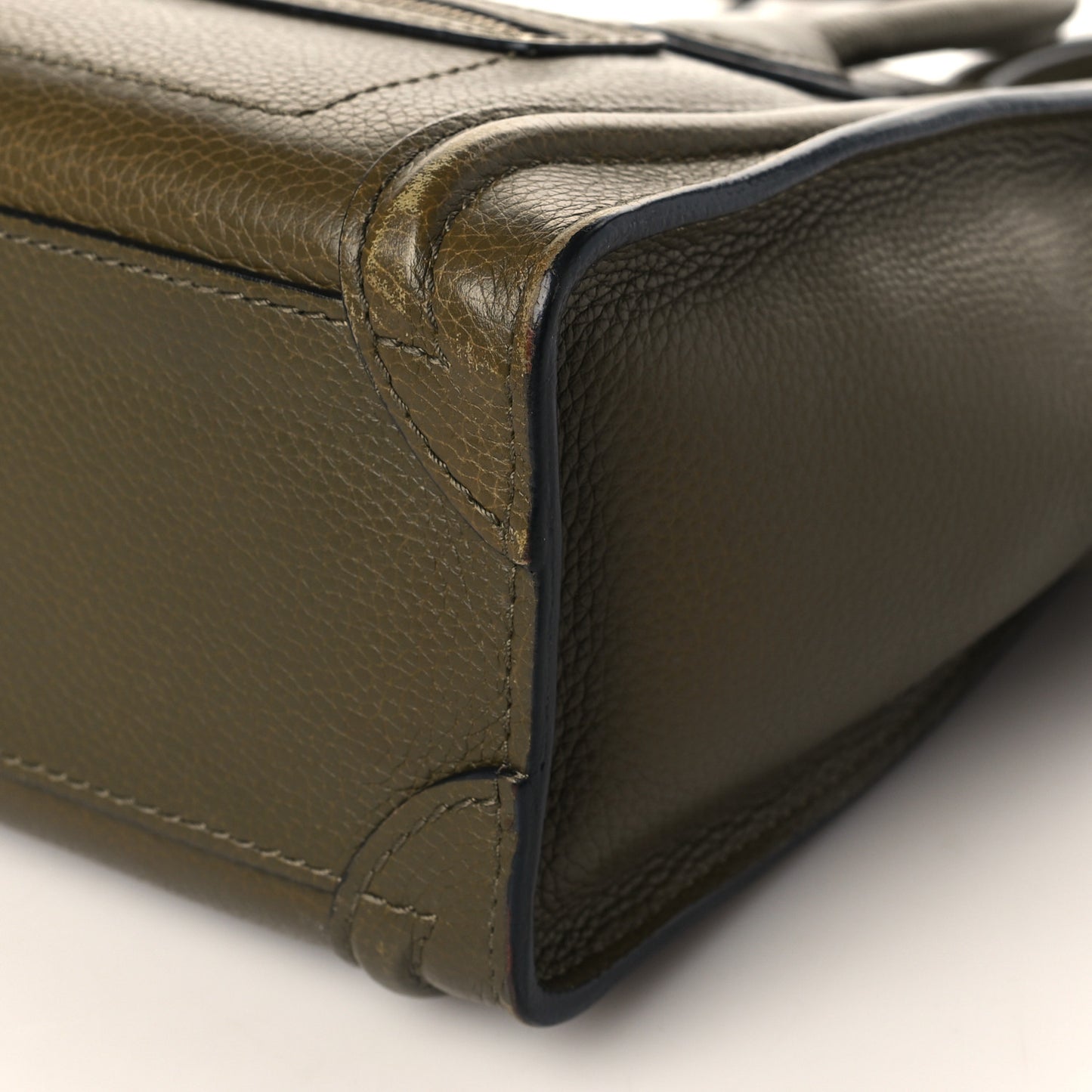 Drummed Calfskin Nano Luggage Dark Olive