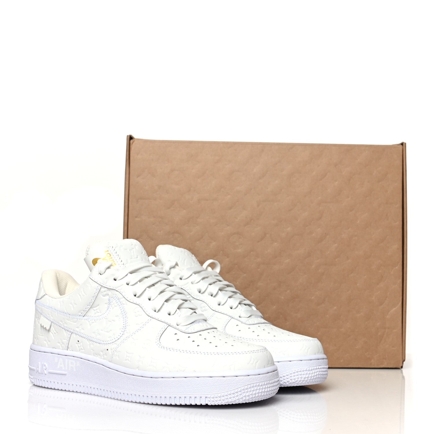 Louis Vuitton X NIKE AIR FORCE 1 Calfskin Monogram Mens Low Top Sneakers 7.5 White 15 of 15