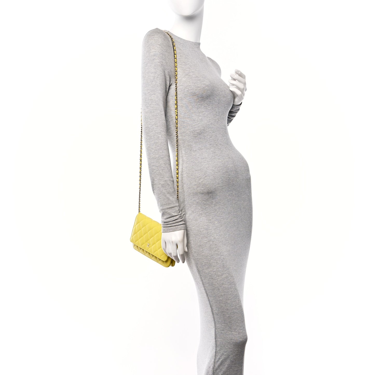 Caviar Quilted Wallet on Chain WOC Yellow