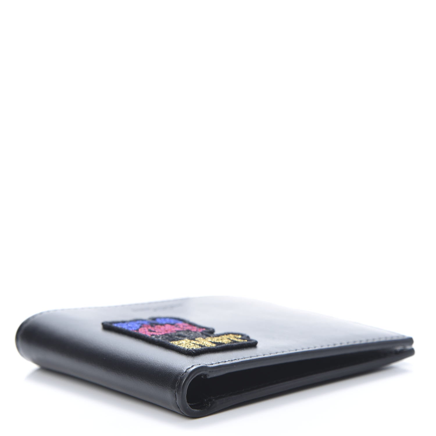 Saint Laurent Calfskin Smoking Forever Patch Bifold Wallet Black 4 of 7